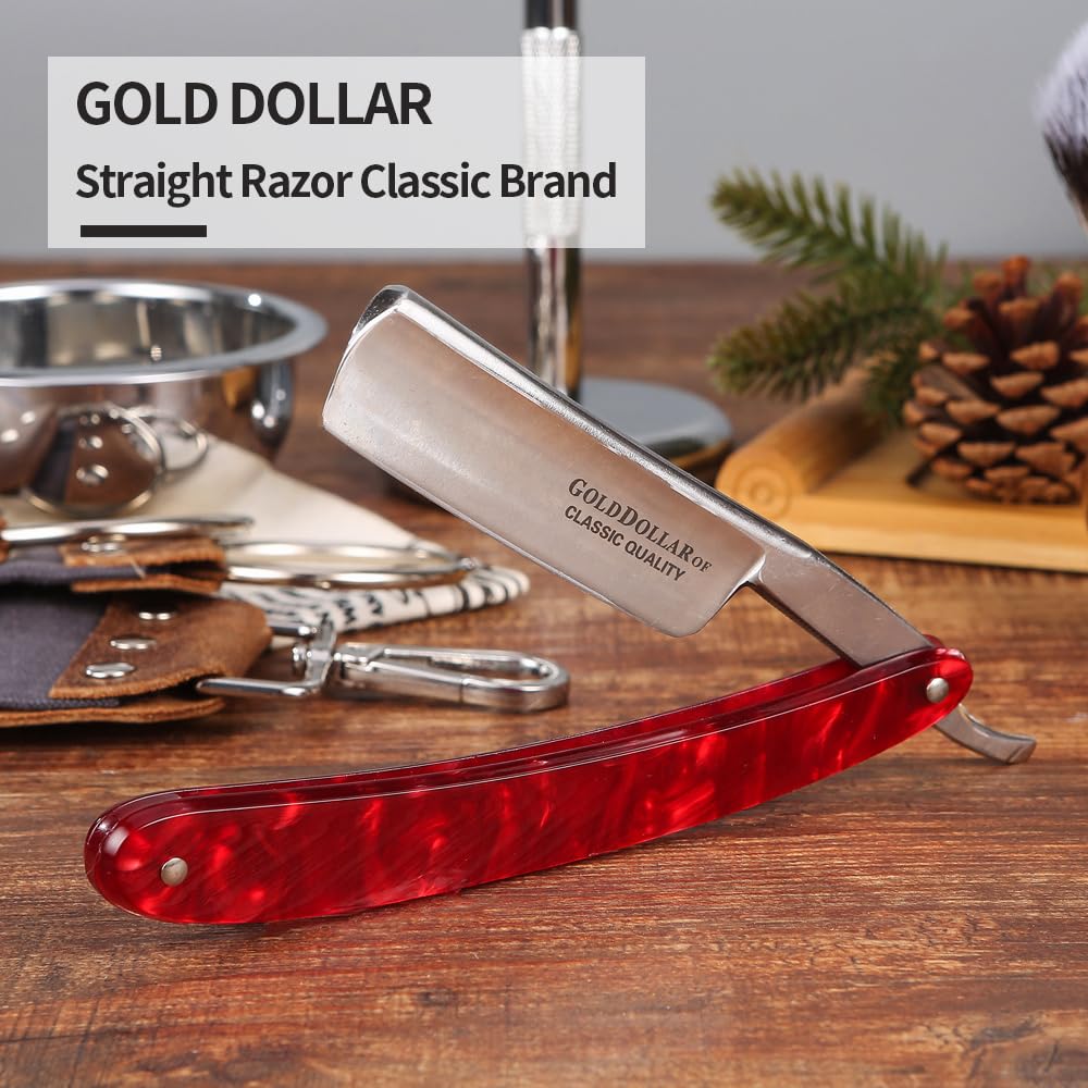 Gold Dollar Acylic shaving cut throat razor straight razor without stablizer