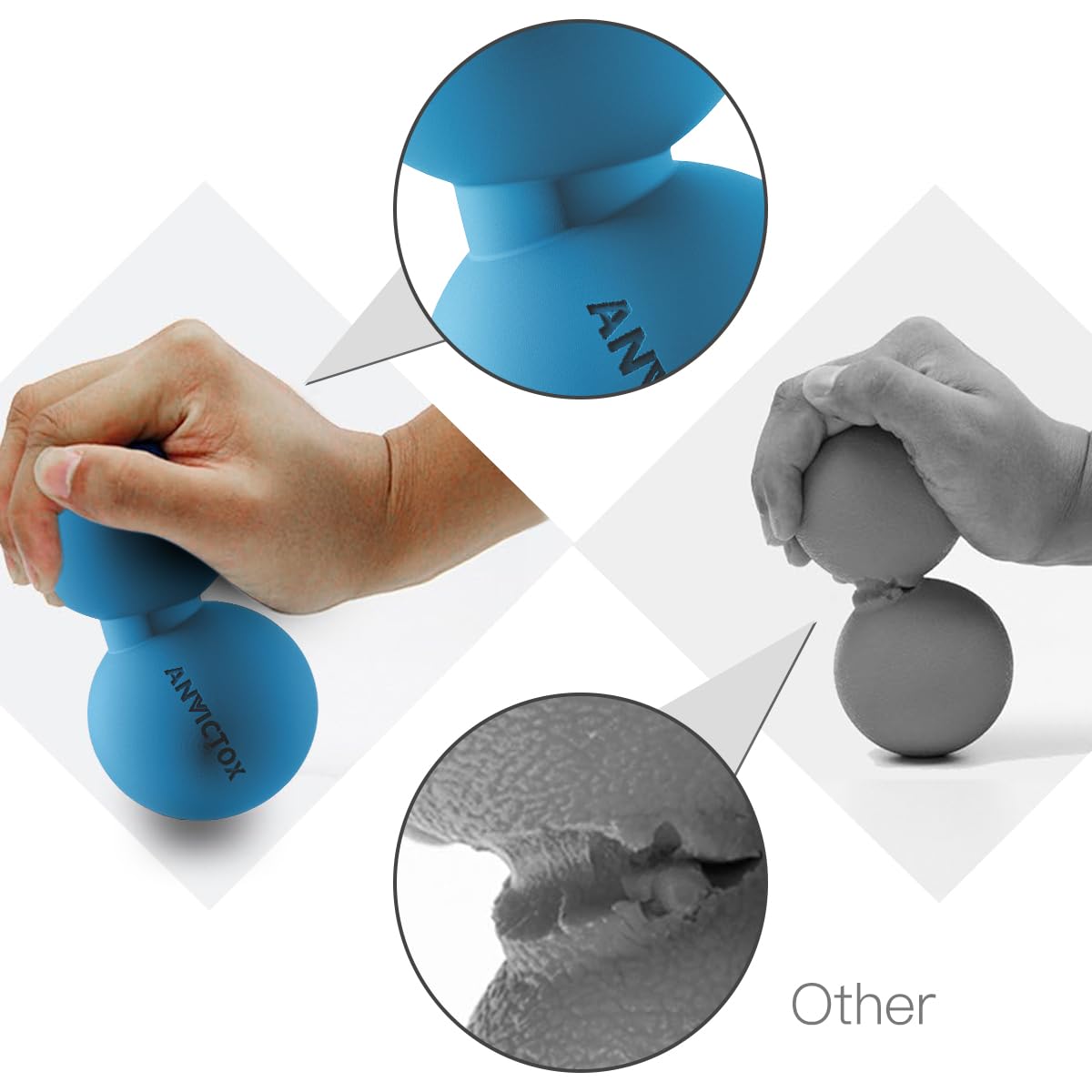 ANVICTOX Pelota De Masaje Maní, Bola Doble Lacrosse Para Cuello Y Espalda, Pelota Masajeador De Liberación Miofascial De Densidad Media Para Masaje De Tejido Profundo Nudos Musculares Terapi