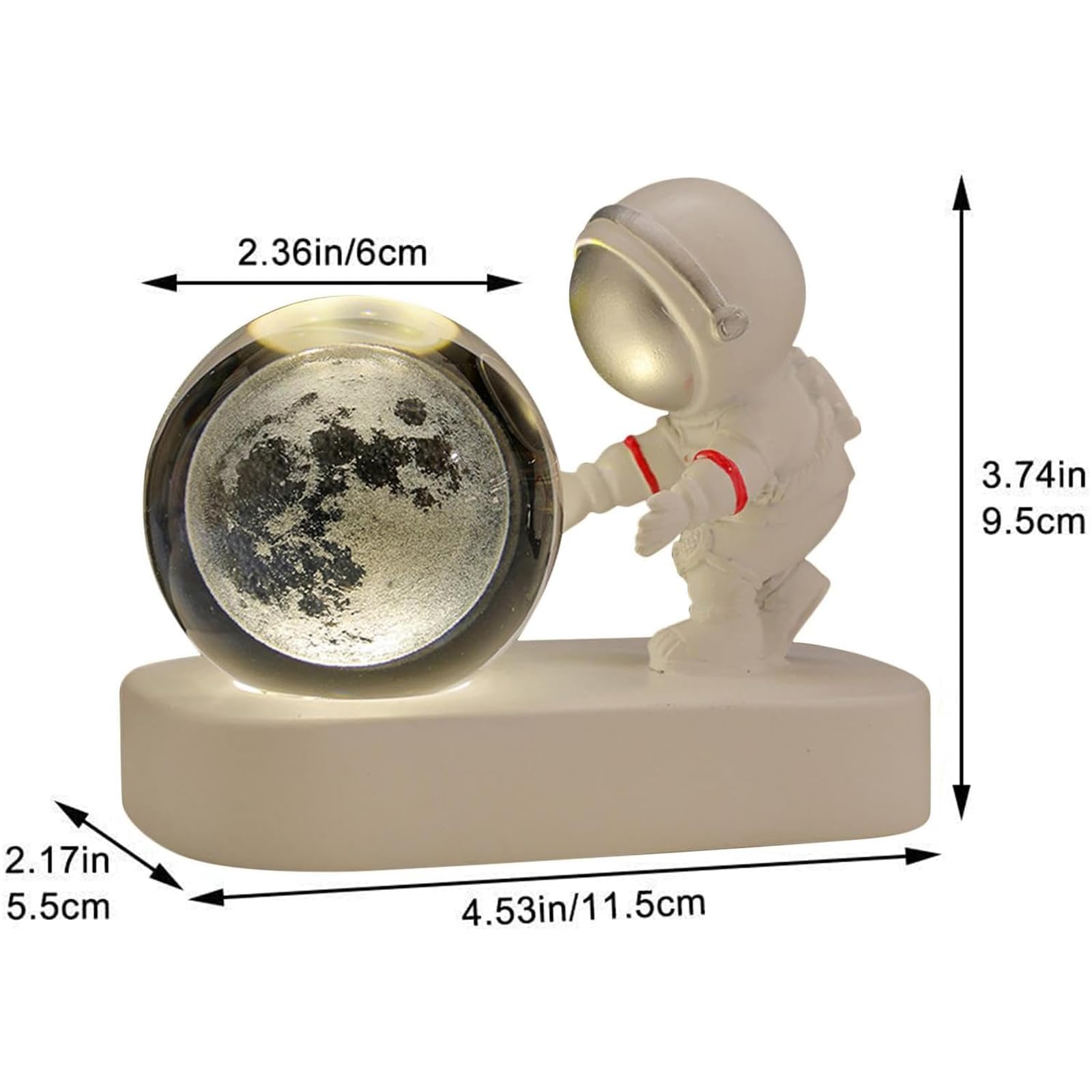 Bola de Cristal de Astronauta,Luz nocturna de bola de cristal,con puerto de carga USB，decoración de Escritorio, Regalo Bonito para Estudiantes, Regalo de Cumpleaños