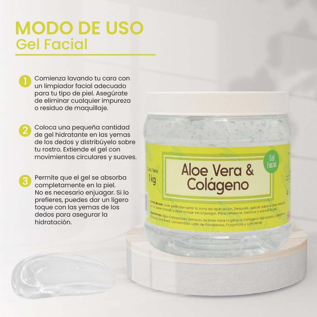 Gel De Extracto De Áloe Vera & Colágeno Hidratante Productos Mart Mexico 1 Kilo