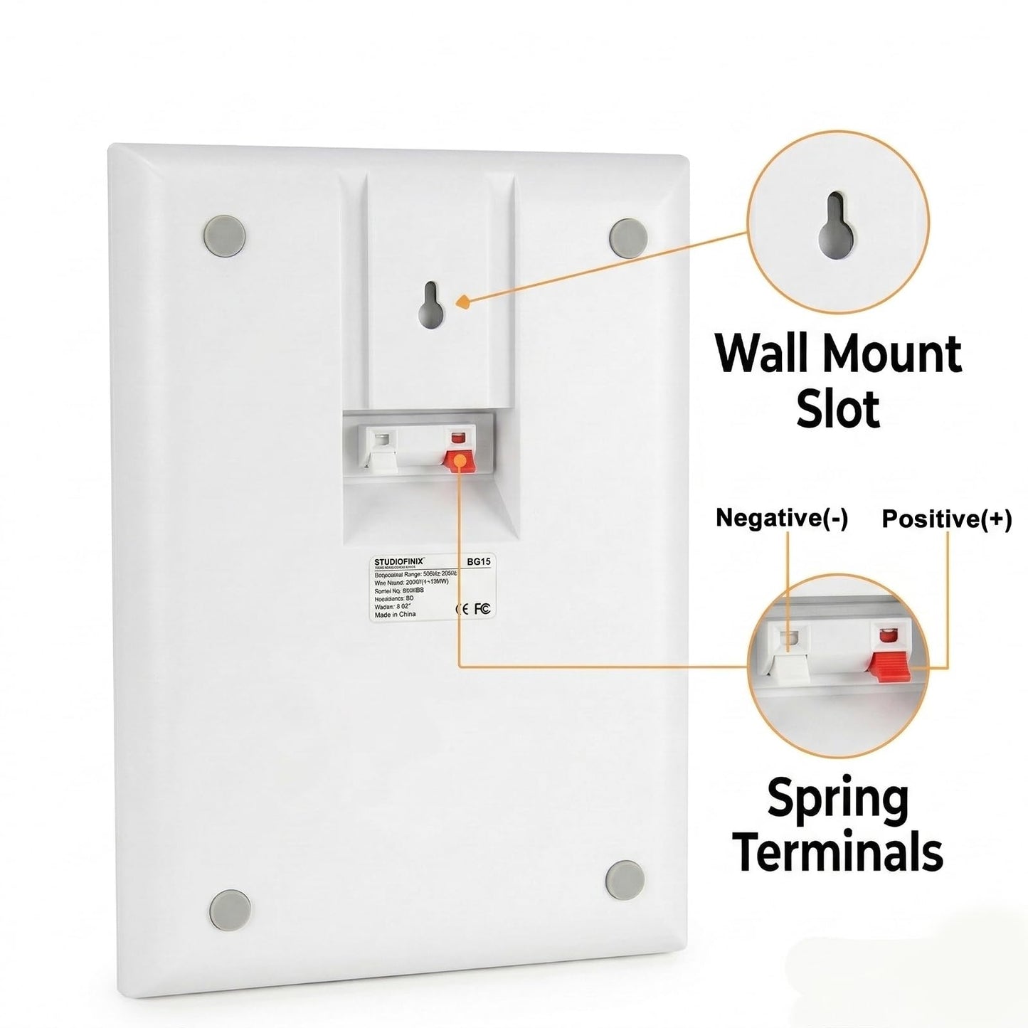STUDIOFINIX - Altavoces ultradelgados de montaje en pared de 5.25 pulgadas y 240 W, altavoces pasivos de cine en casa de 8 ohmios para recámara, cocina, sala de estar, blanco (par)