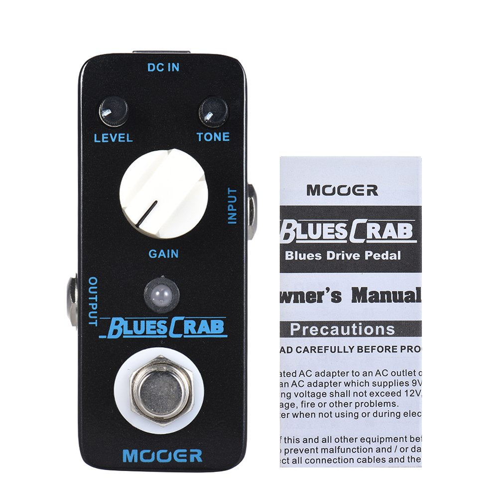 Pedal de Efectos Blues Crab Multicolor True Bypass Completamente Metálica para Guitarra