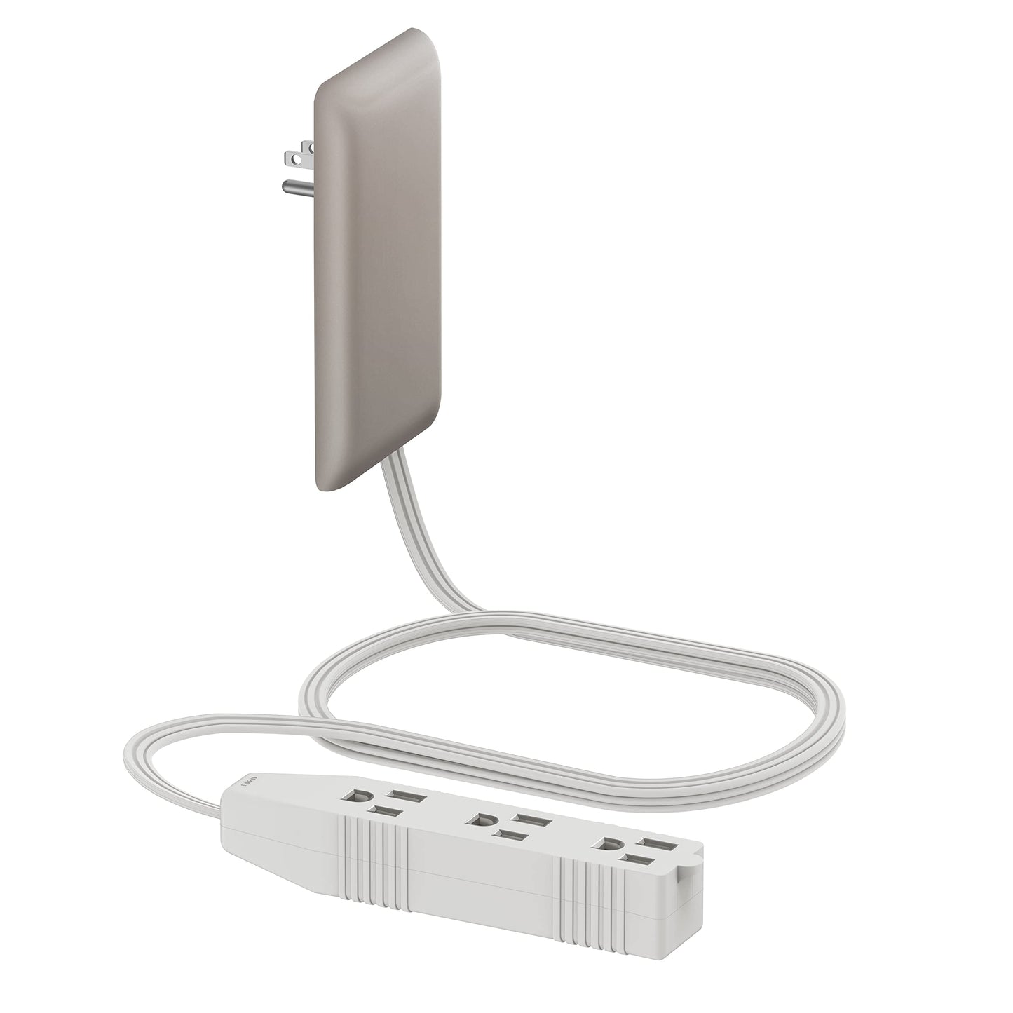 LIDER Extensor de Tomacorriente de Cara Plana con 3 Receptáculos, Placa de Pared Ultra-Delgada con Extensor de Cable y Regleta de 3 Tomas, Cable de 3 pies, LWE3-315-NK, Certificado ETL, Níquel