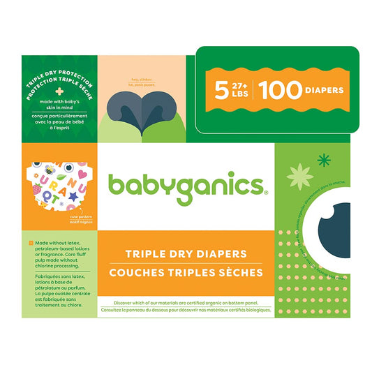 Pañales Absorbentes y Transpirables Babyganics Talla 5 Triple Protección en Seco