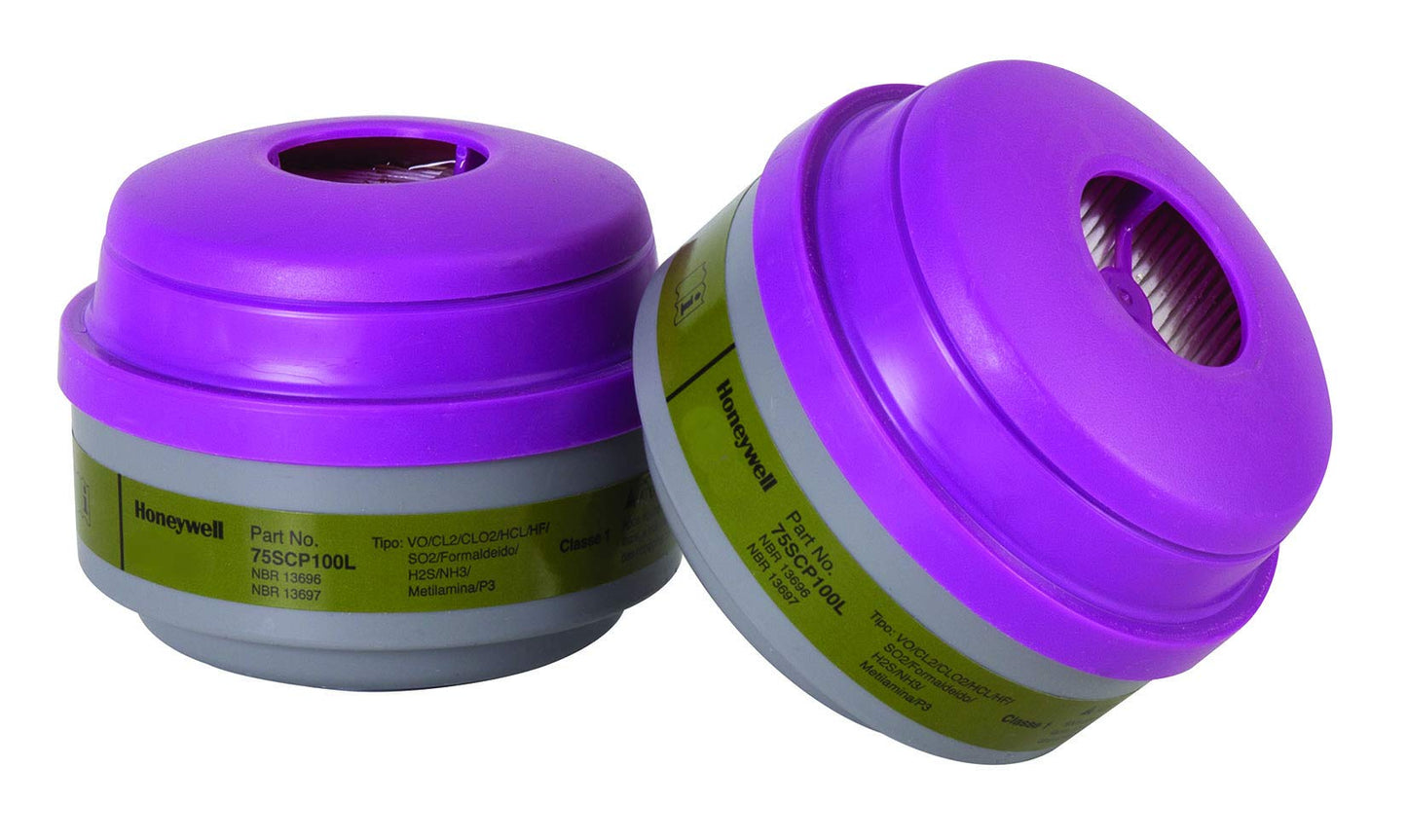 Honeywell 75SCP100L Defender - Cartucho multiusos con filtro P100, oliva/magenta, 2.75 x 7 x 3.5 (paquete de 2)