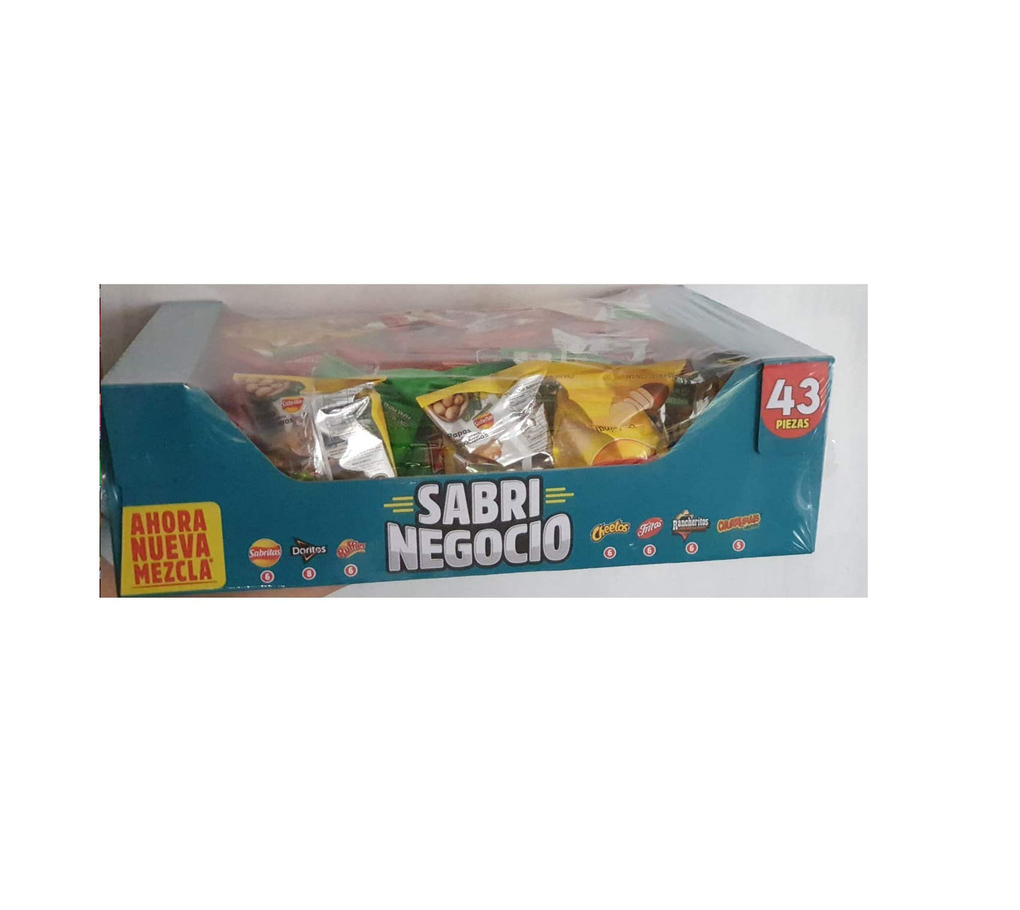 SABRITAS SABRI NEGOCIO - 43 PIEZAS BOTANA SURTIDA :: SABRITAS 6 :: DORITOS 8 :: RUFLES 6 :: CHEETOS 6 :: FRITOS 6 :: RANCHERITOS 6 :: CHURRUMAIS 5 ::