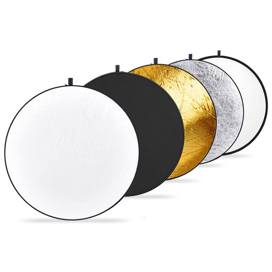 Neewer - Reflector de luz multi disco plegable para estudio 5 en 1, colores translucido, plata, oro, blanco y negro (22")