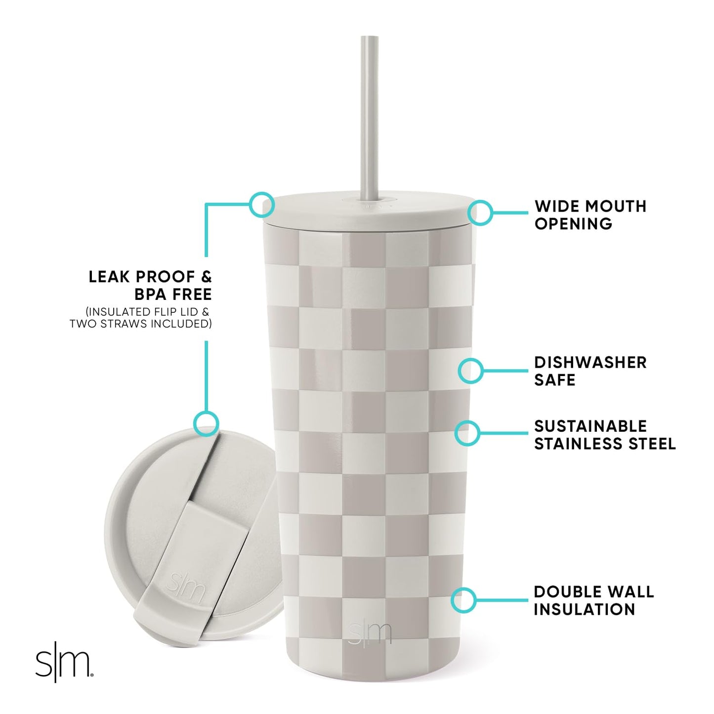 Vaso Aislado Simple Modern Checkmate 590ml Classic Colección