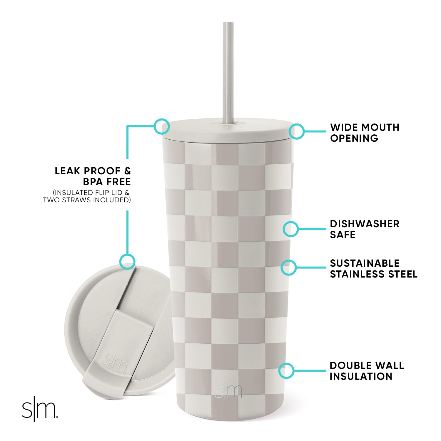 Vaso Aislado Simple Modern Checkmate 590ml Classic Colección