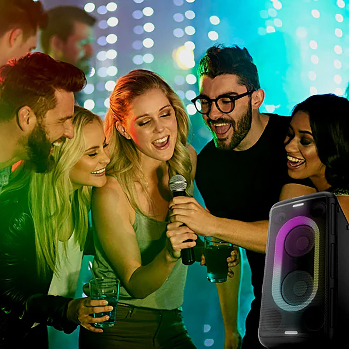 Altavoz Portátil Panasonic 150W Luz Multicolor para Fiesta y Karaoke