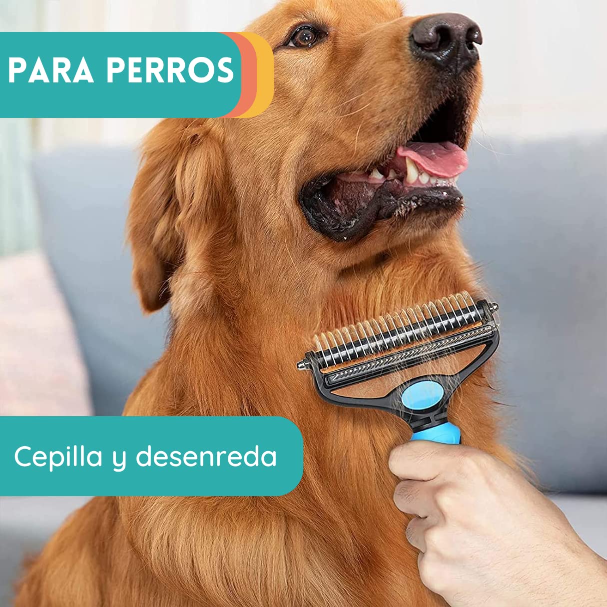 Cepillo deslanador| Cepillo para gatos y perros doble función| Peine quita exceso de pelo| Recolector de pelo de mascota con dientes redondeados| Peina y desenreda.