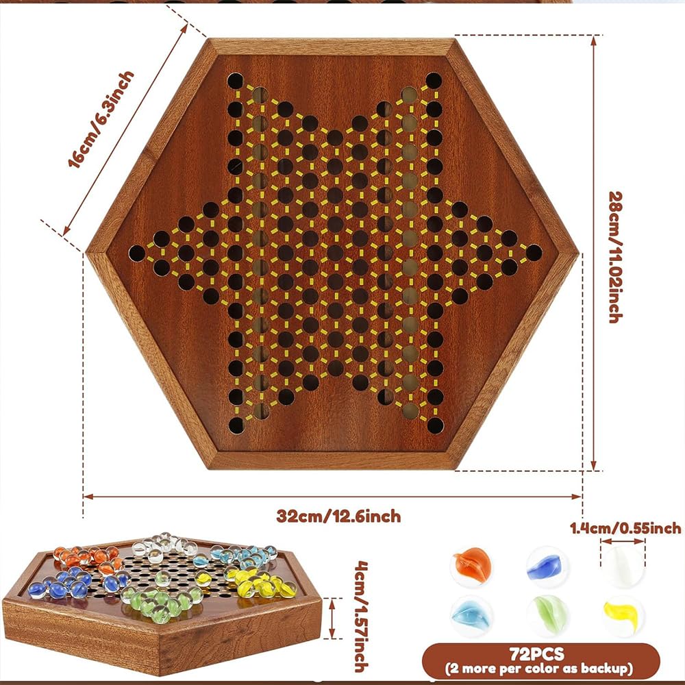 GRACELOT Juego de Damas Chinas con Cajón de Alenamiento, Damas Chinas Juego de Mesa, Juego de Tablero de Ajedrez, Damas Chinas Foil