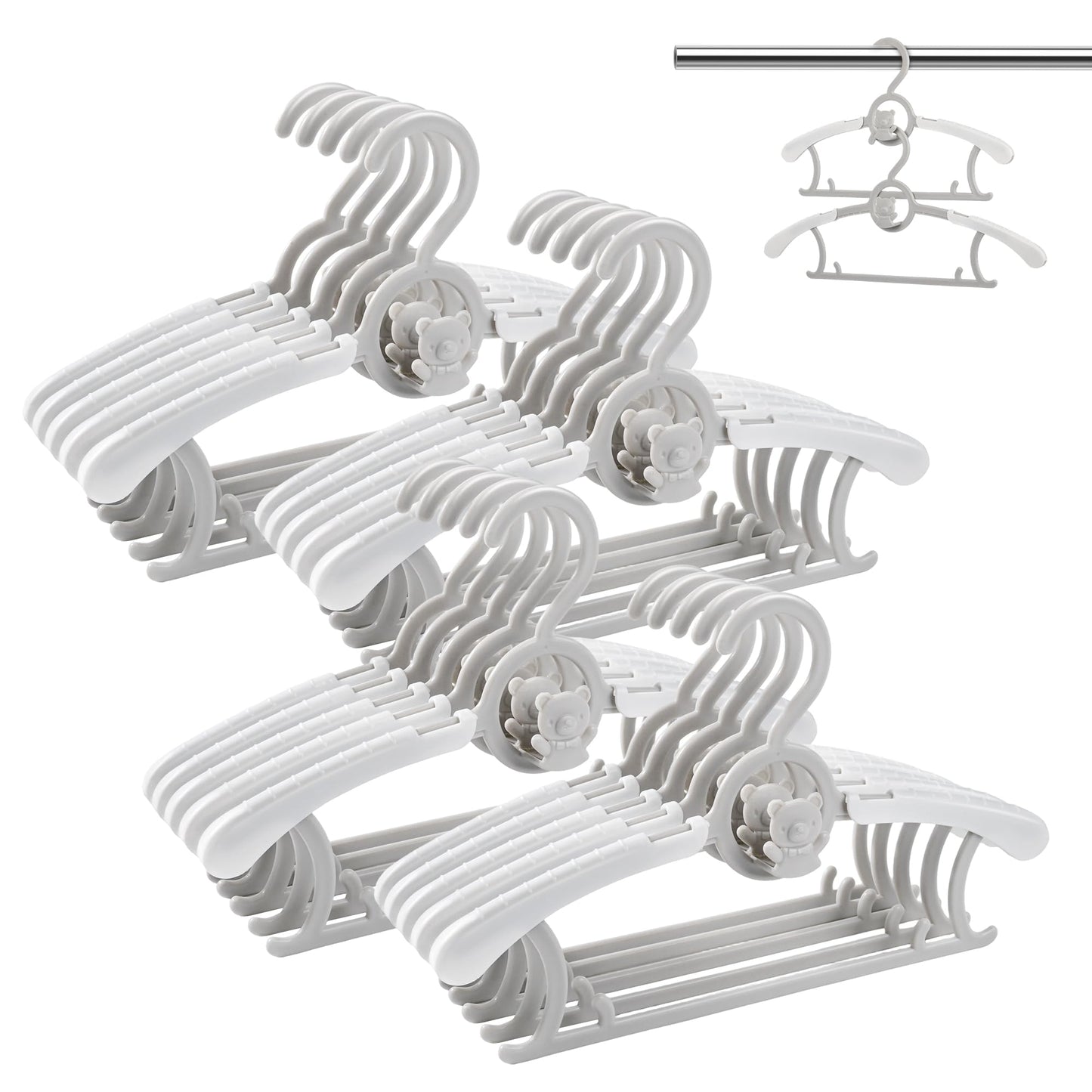 HGYZE - Perchas de clóset para bebé, Ultra Delgadas, Antideslizantes y Extensibles, para Ropa de recién Nacido, 20 Piezas de Regalo Gris, Percha de Ropa Ajustable para niños y niñas