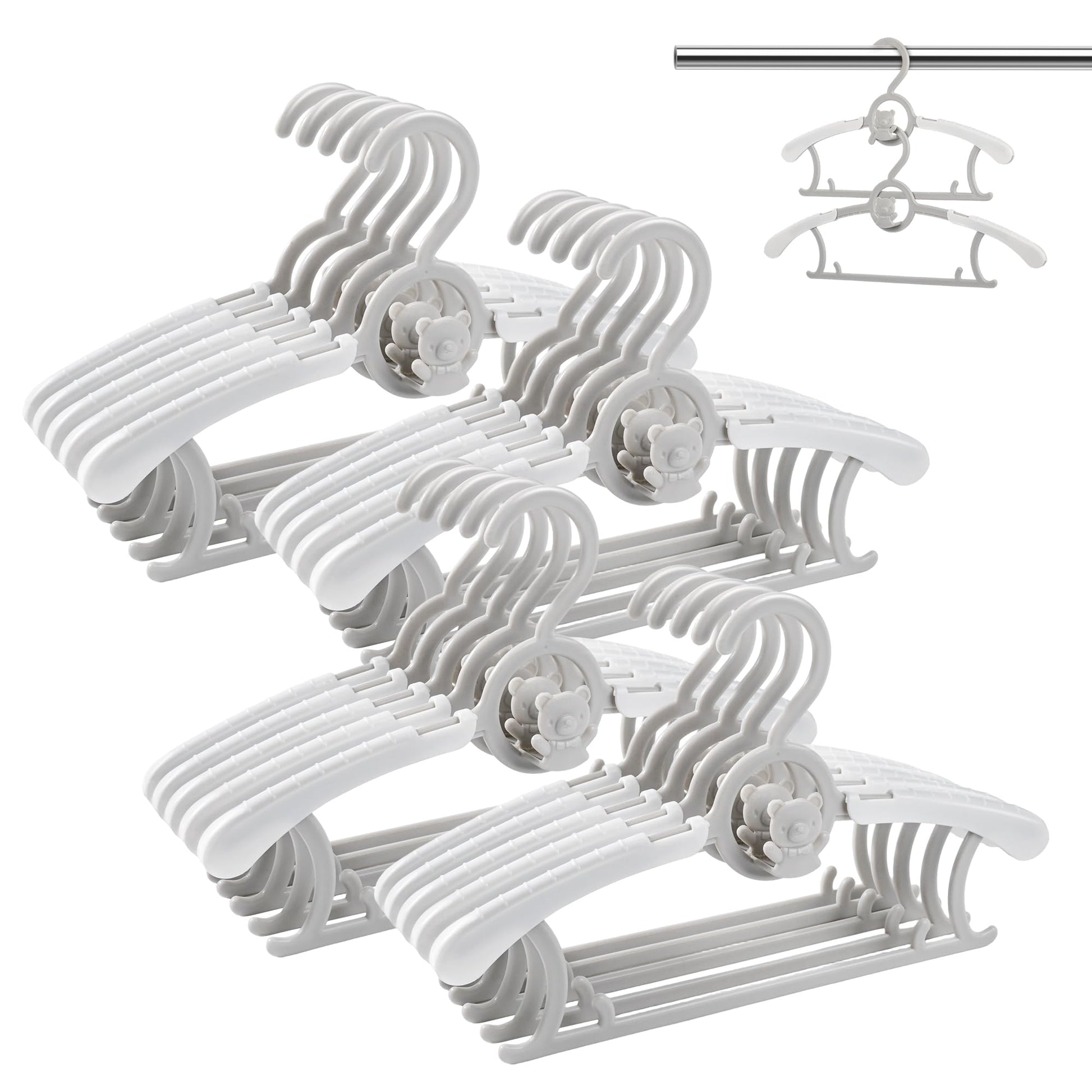 HGYZE - Perchas de clóset para bebé, Ultra Delgadas, Antideslizantes y Extensibles, para Ropa de recién Nacido, 20 Piezas de Regalo Gris, Percha de Ropa Ajustable para niños y niñas