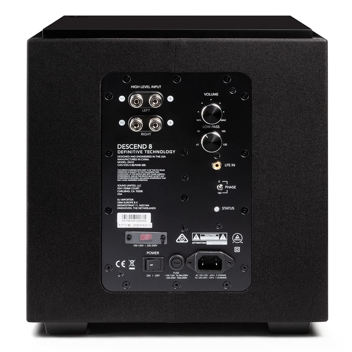 Definitive Technology DN8 8 Pulgadas – Nueva Arquitectura 3XR, Amplificador de Clase D Pico de 500 W y (2) radiadores de Graves acoplados a presión de 8 Pulgadas
