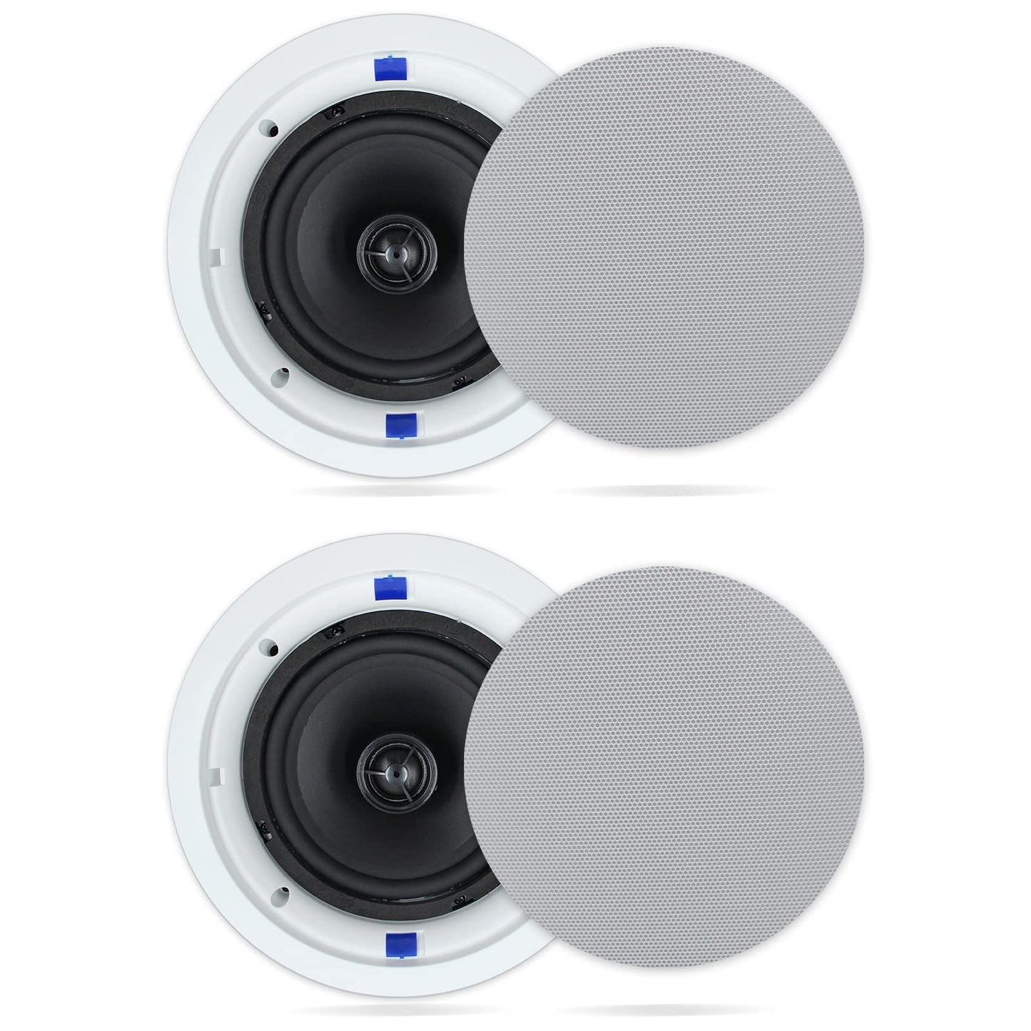 Herdio Altavoces de Techo de 6.5 Pulgadas, Altavoz Redondo de Pared de 320 vatios, Sistema de Altavoces de Premium, para colocación en Interiores y Exteriores, baño (2 Altavoces)