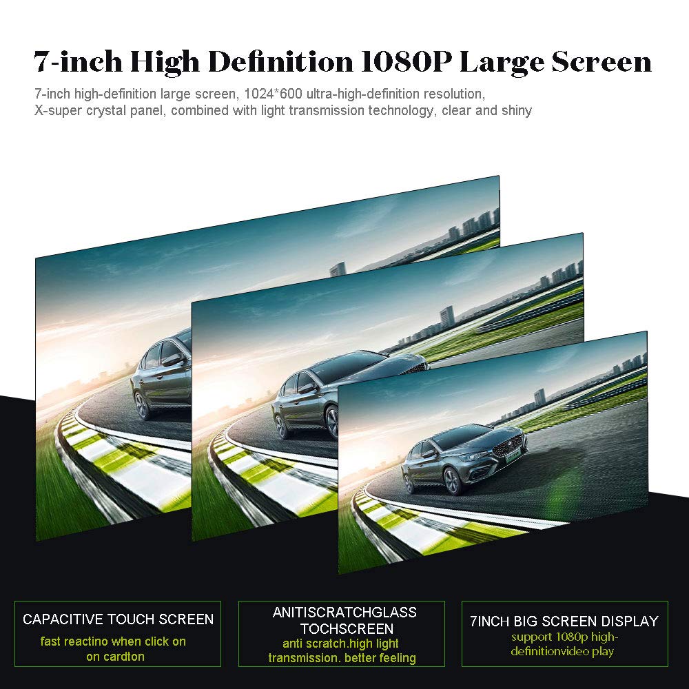 Hikity - visualización táctil de un solo din, estéreo para coche, visualización táctil de 7 pulgadas, estéreo automático con radio FM, Bluetooth, enlace de espejo, EQ, entrada USB/TF/AUX, SWC, cámara