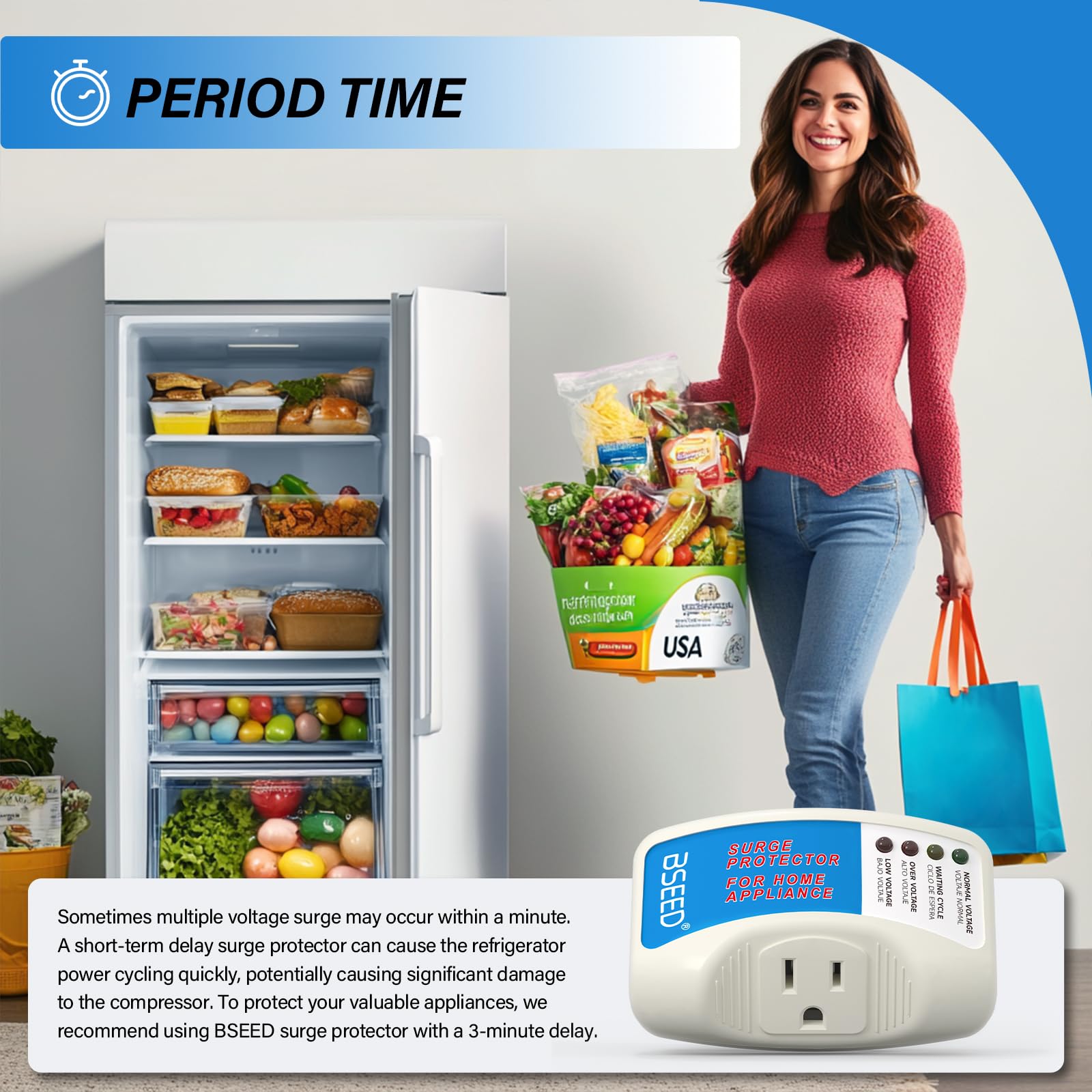 BSEED Enchufe de Aparato Electrodoméstico Protectores contra Sobretensiones Supresor de Potencia Tensión Salida 1 Paqiete