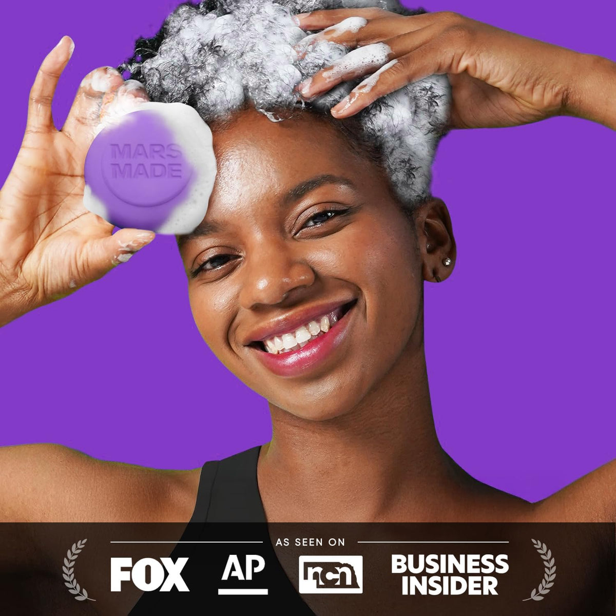 Mars Made Purple Toning Shampoo Bar 2.0 - Jabón natural hidratante e hidratante para el cabello en barra para el color del cabello y nutrición del cuero cabelludo.