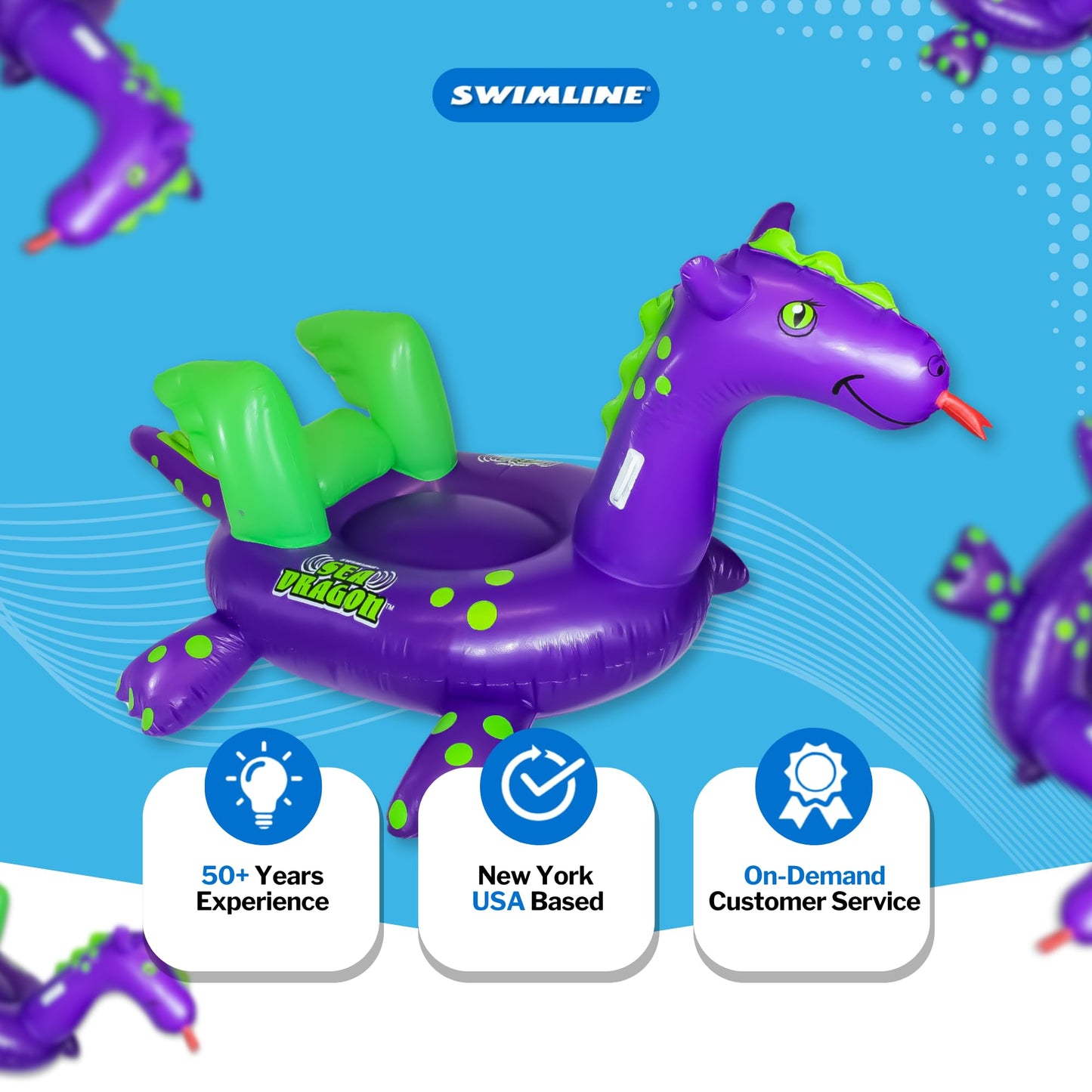 Flotador Inflable Swimline Gigante de Dragón Marino con Alas y Patas Estables