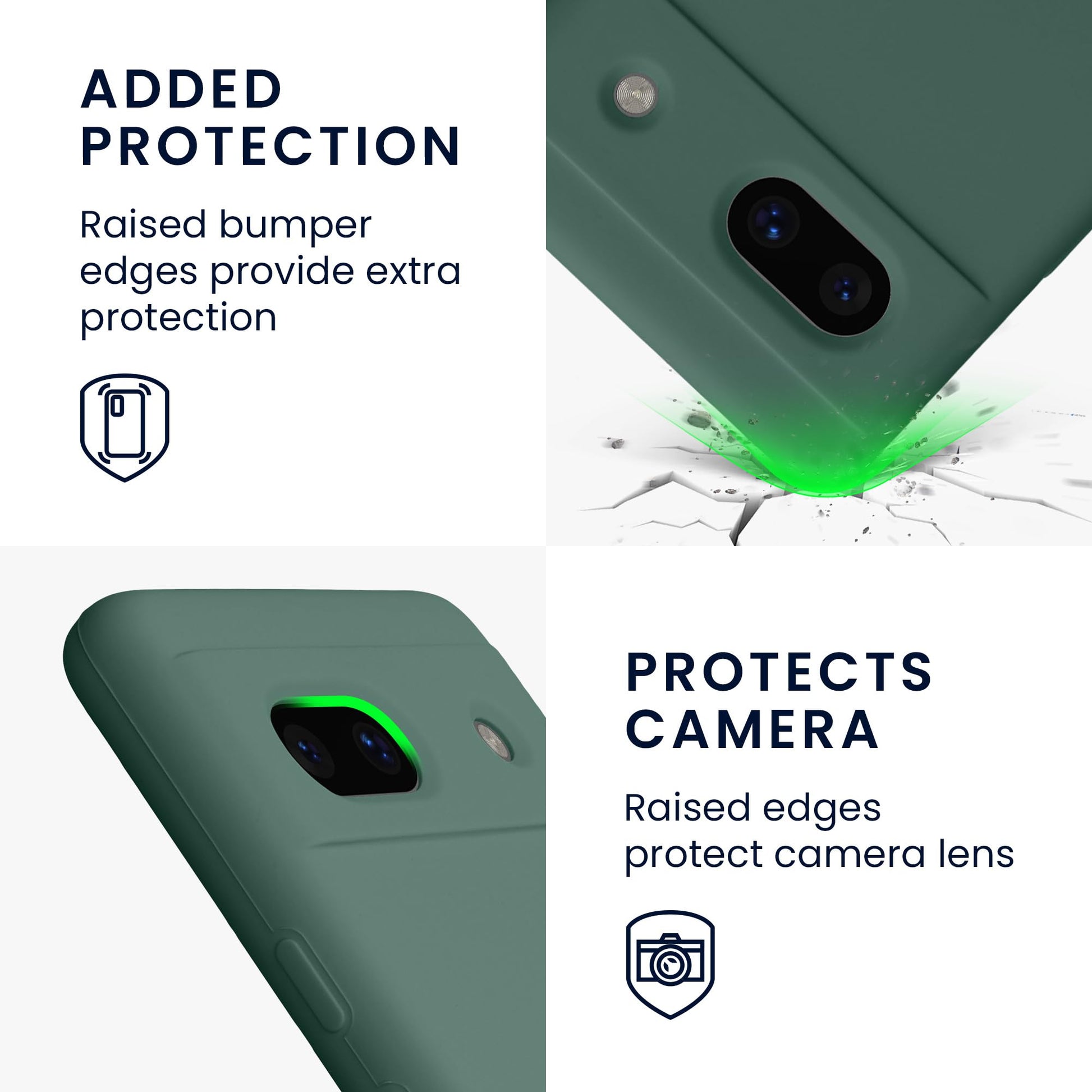kwmobile Carcasa Compatible con Google Pixel 7a Funda - Case TPU y Silicona antigolpes - Apto Carga inalámbrica - Verde Bosque