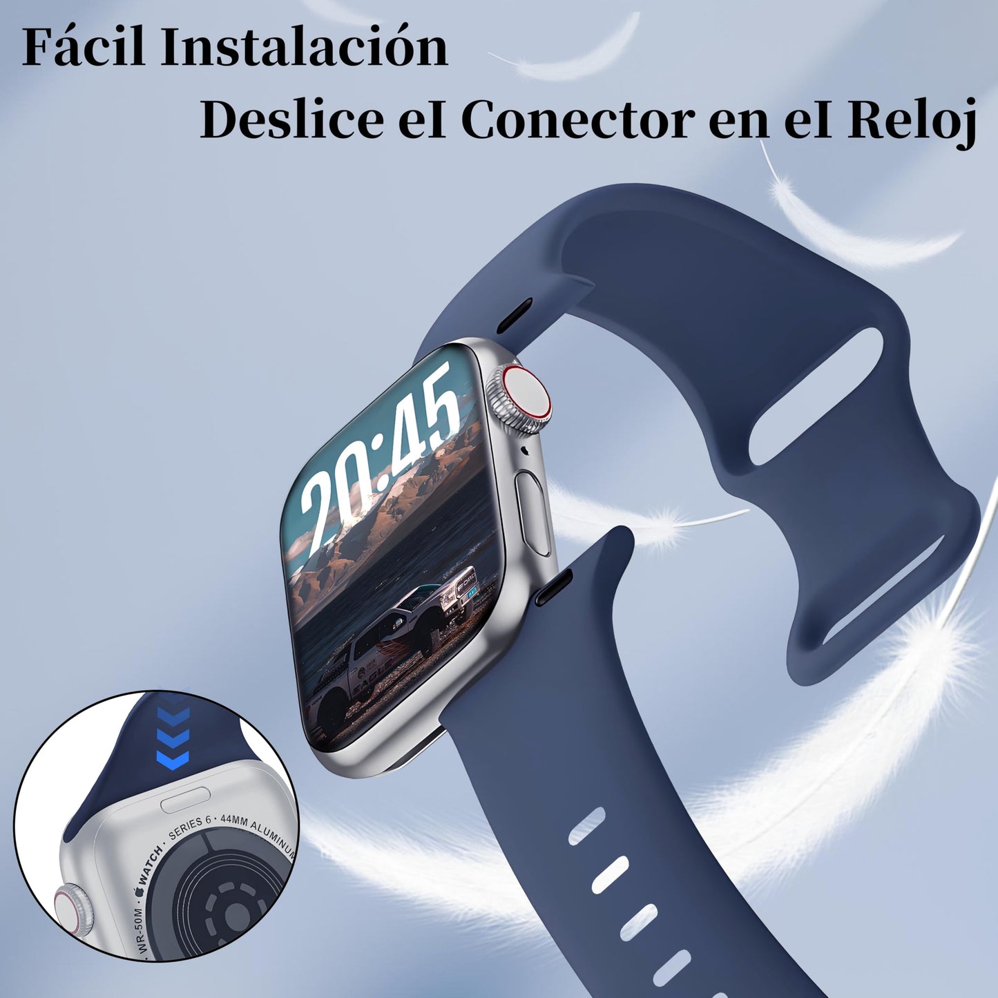Correa Silicona Impermeable TUNKARMOR para Apple Watch Negro Deportivo para Hombres y Mujeres