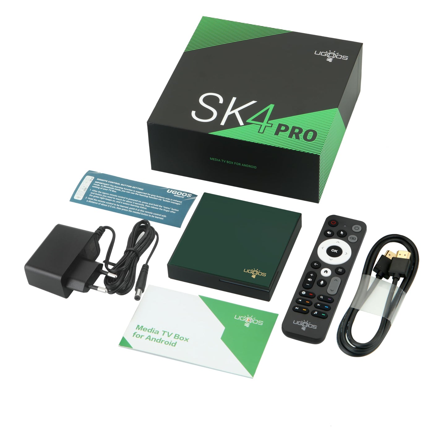 Ugoos SK4 Pro TV Box Android 14.0 Amlogic S905X5M-K 4 GB RAM 64 GB ROM 2.4G/5G Wi-Fi Dual Ethernet 100M USB 2.0 BT5.4 Soporte AV1 VP9 H.265 4K HDR