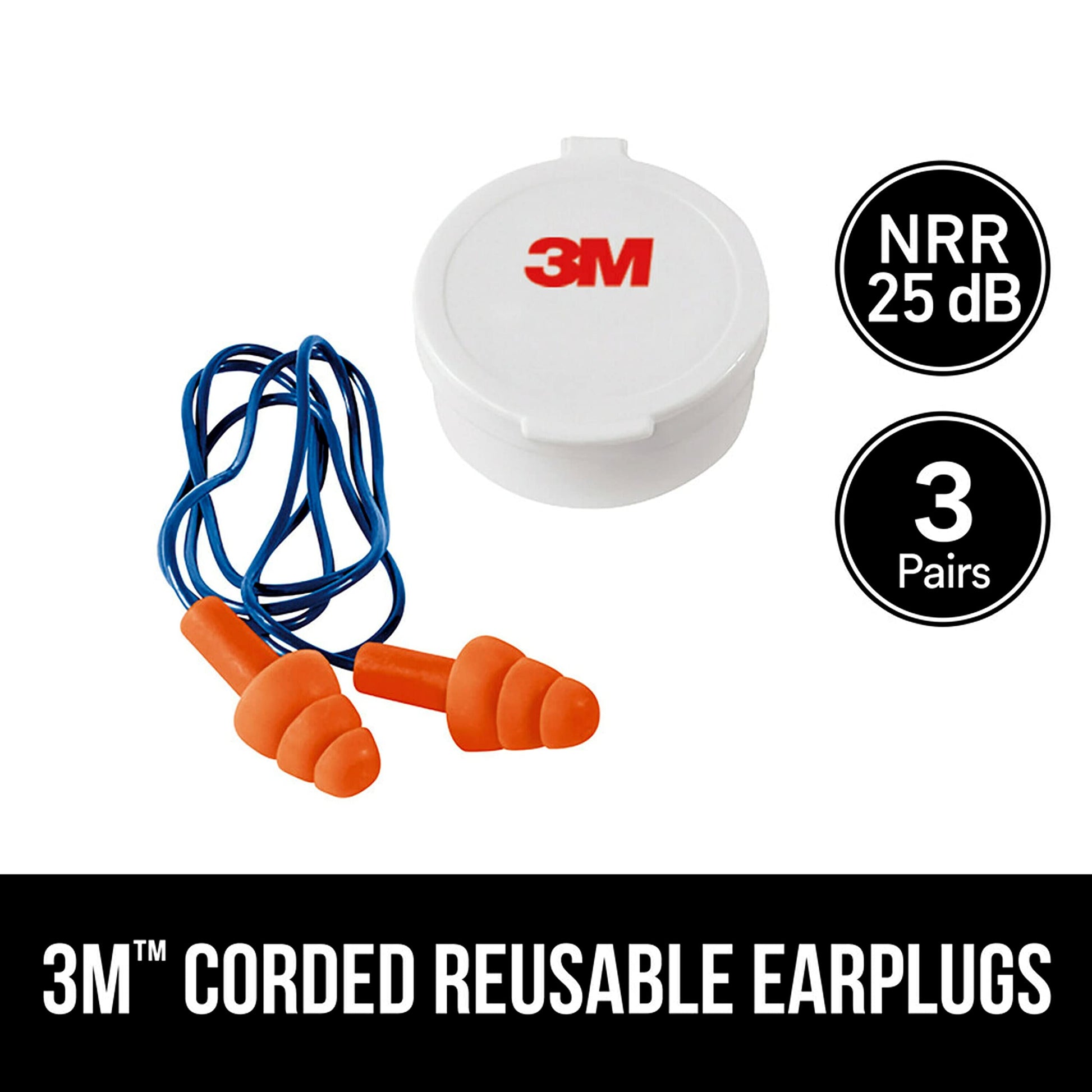 Tapón Auditivo 3M en T Reutilizable con Cable