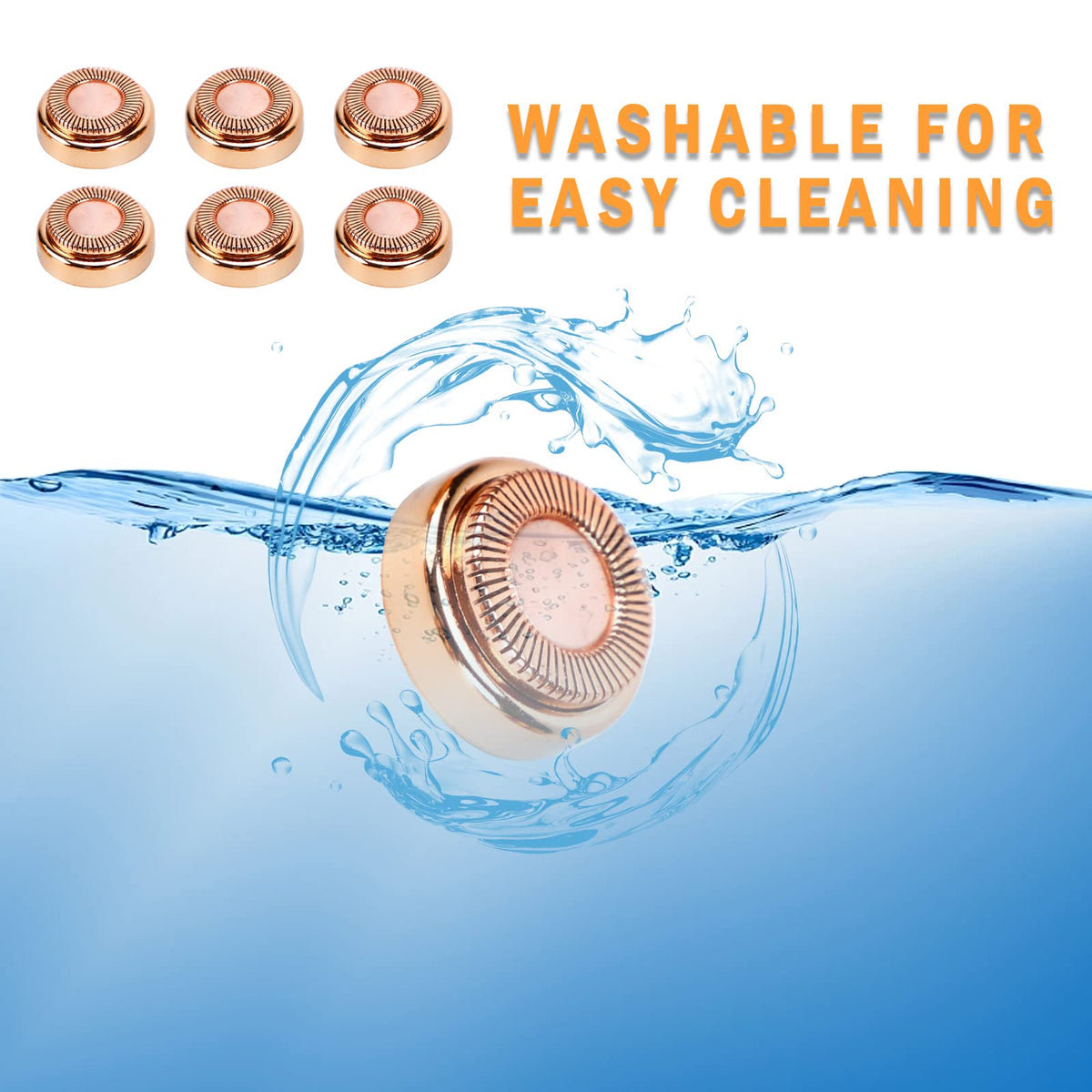 Bnapott- Cabezal de repuesto para depilación facial, 6 hojas de repuesto para la herramienta de depilación facial impecable Finishing Touch Gen 1 (oro rosa)
