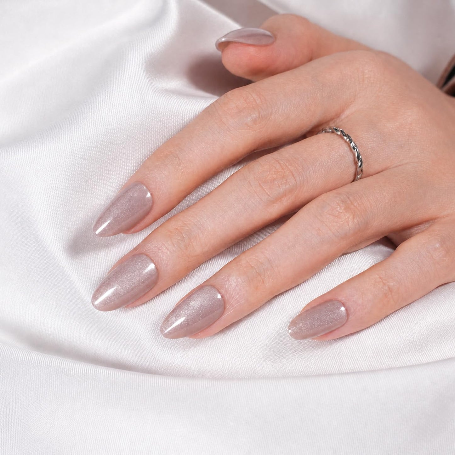 SXC Uñas postizas de la marca Cosmetics | Serie X1, almendra corta (031 Cachemira transparente)