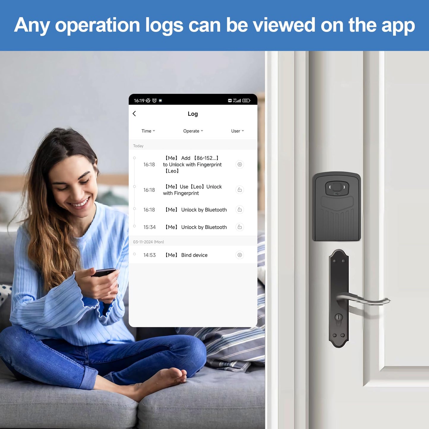 Loccess Caja de Bloqueo Inteligente con Huella Dactilar, Acceso Remoto Inalámbrico, Bluetooth, Negro