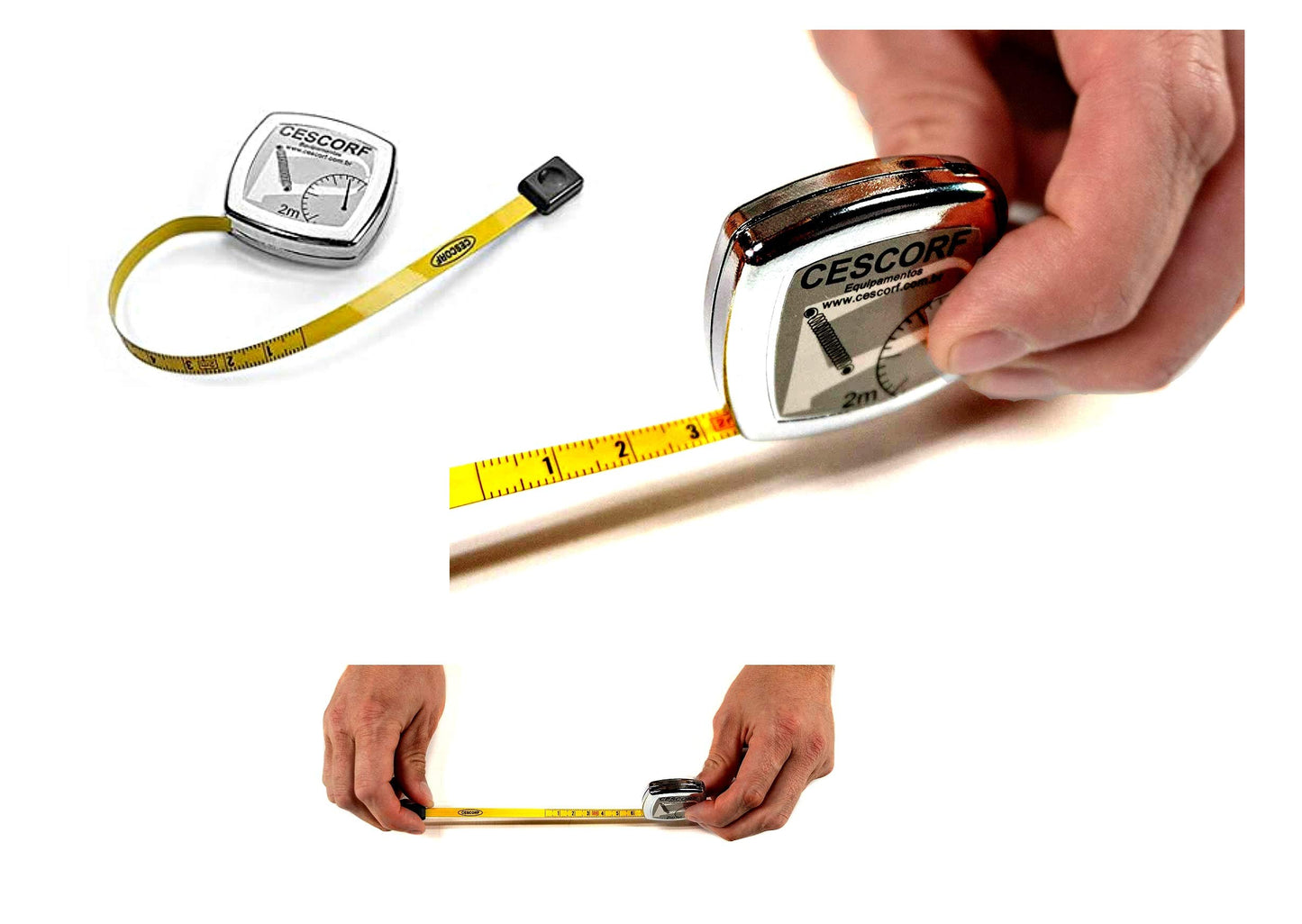Cescorf Cinta Métrica Antropometrica para Medir Perimetros Corporales, con Hoja Plana de Acero Flexible, Precision de 1mm, Rango de 2m, Espacio Blanco Antes del Cero, Ideal para Nutricionistas