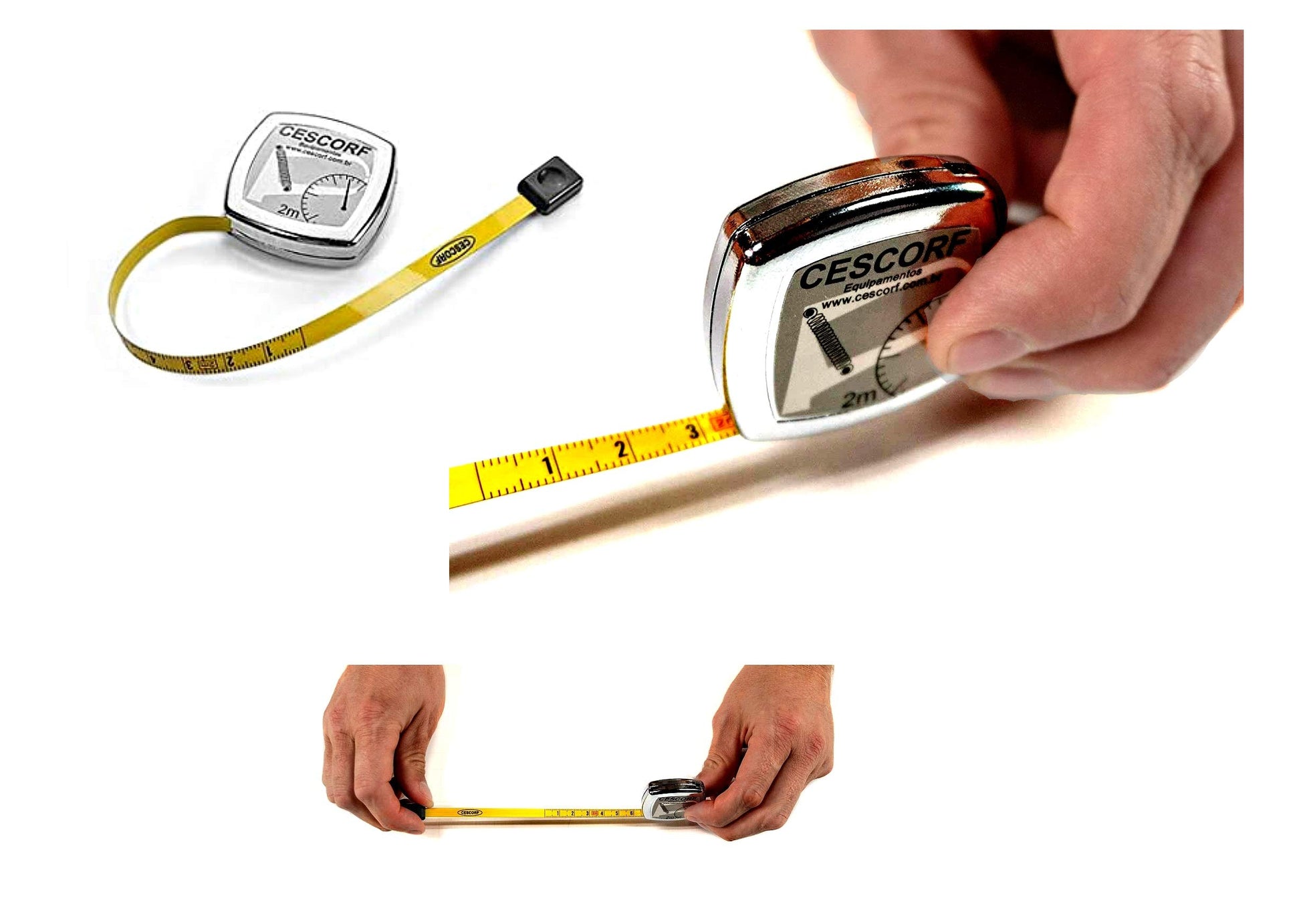Cescorf Cinta Métrica Antropometrica para Medir Perimetros Corporales, con Hoja Plana de Acero Flexible, Precision de 1mm, Rango de 2m, Espacio Blanco Antes del Cero, Ideal para Nutricionistas