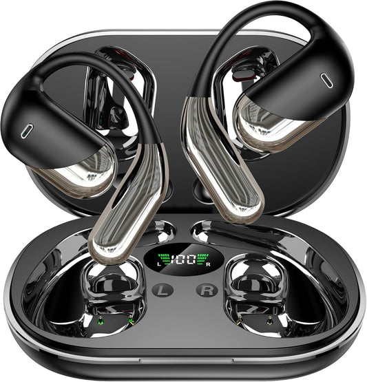 Auriculares Inalámbricos con Clip Bluetooth 5.4 Negro Impermeables para Fitness y Oficina