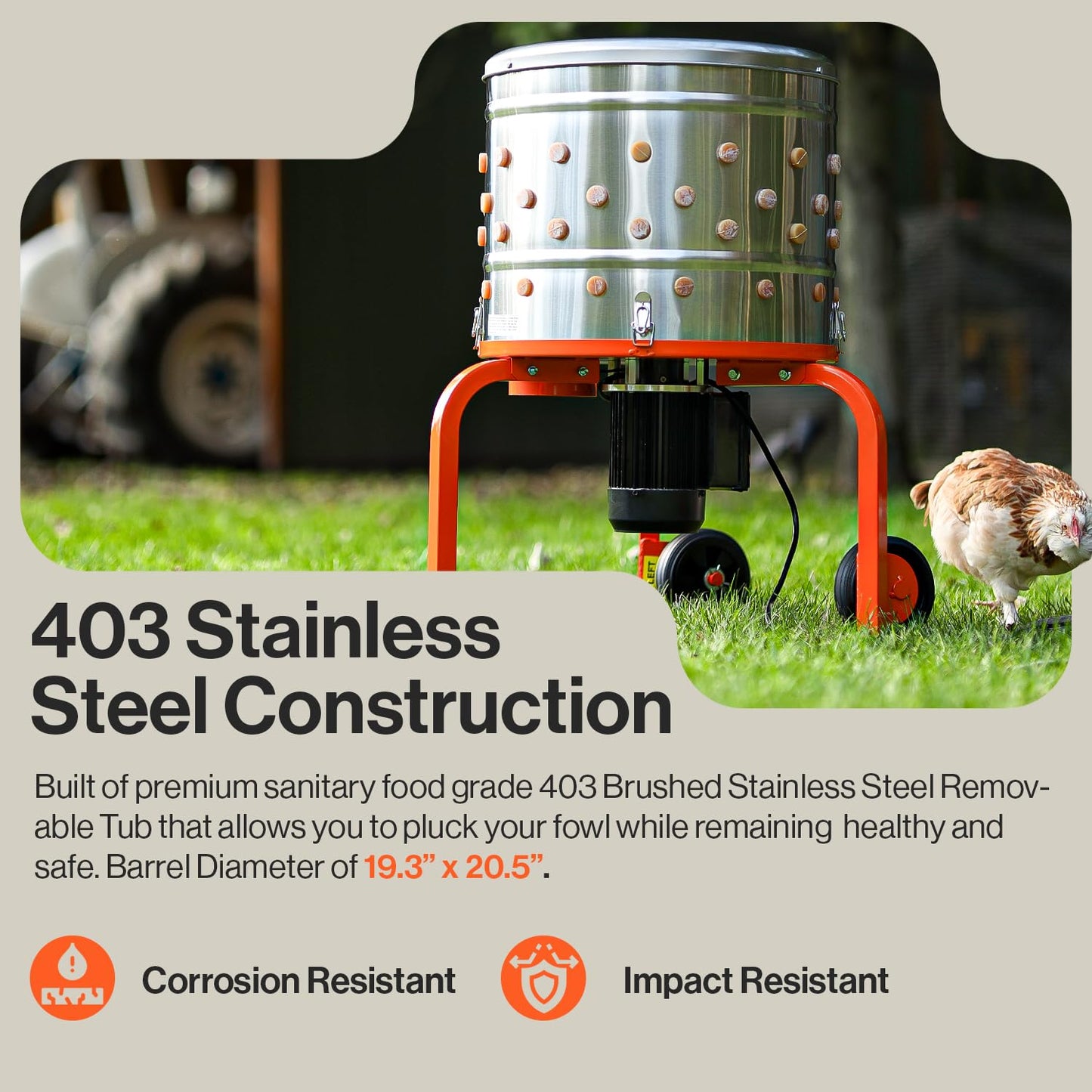 Máquina de Procesamiento de Aves de Corral SuperHandy Acero Inoxidable 92 Dedos Suaves Impermeable con Ruedas