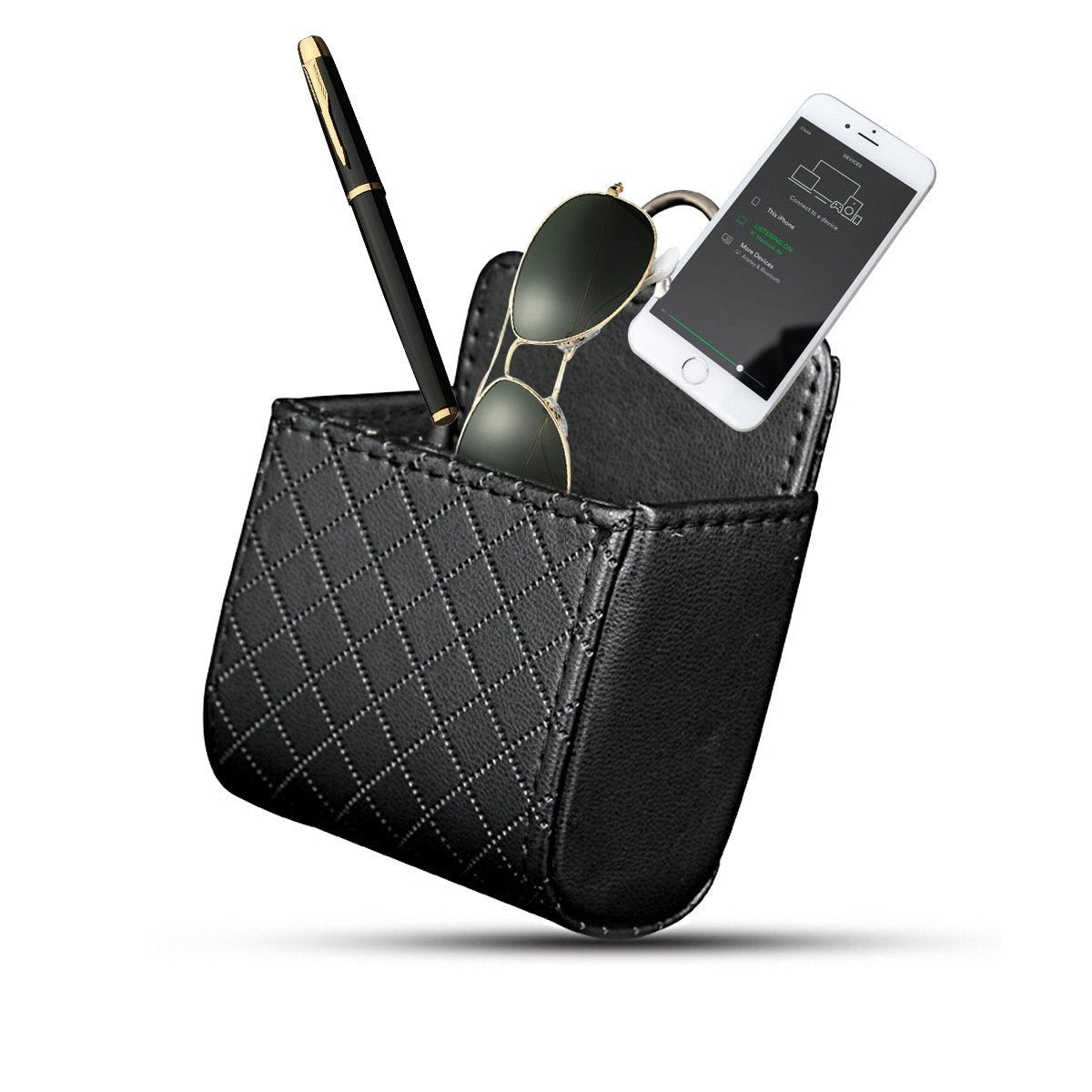 Yosoo Coche Auto Respaldo Interior Aire Ventilación Celular Organizador bolsa bolsa caja almacenamiento ordenado moneda bolso estuche con gancho (negro)