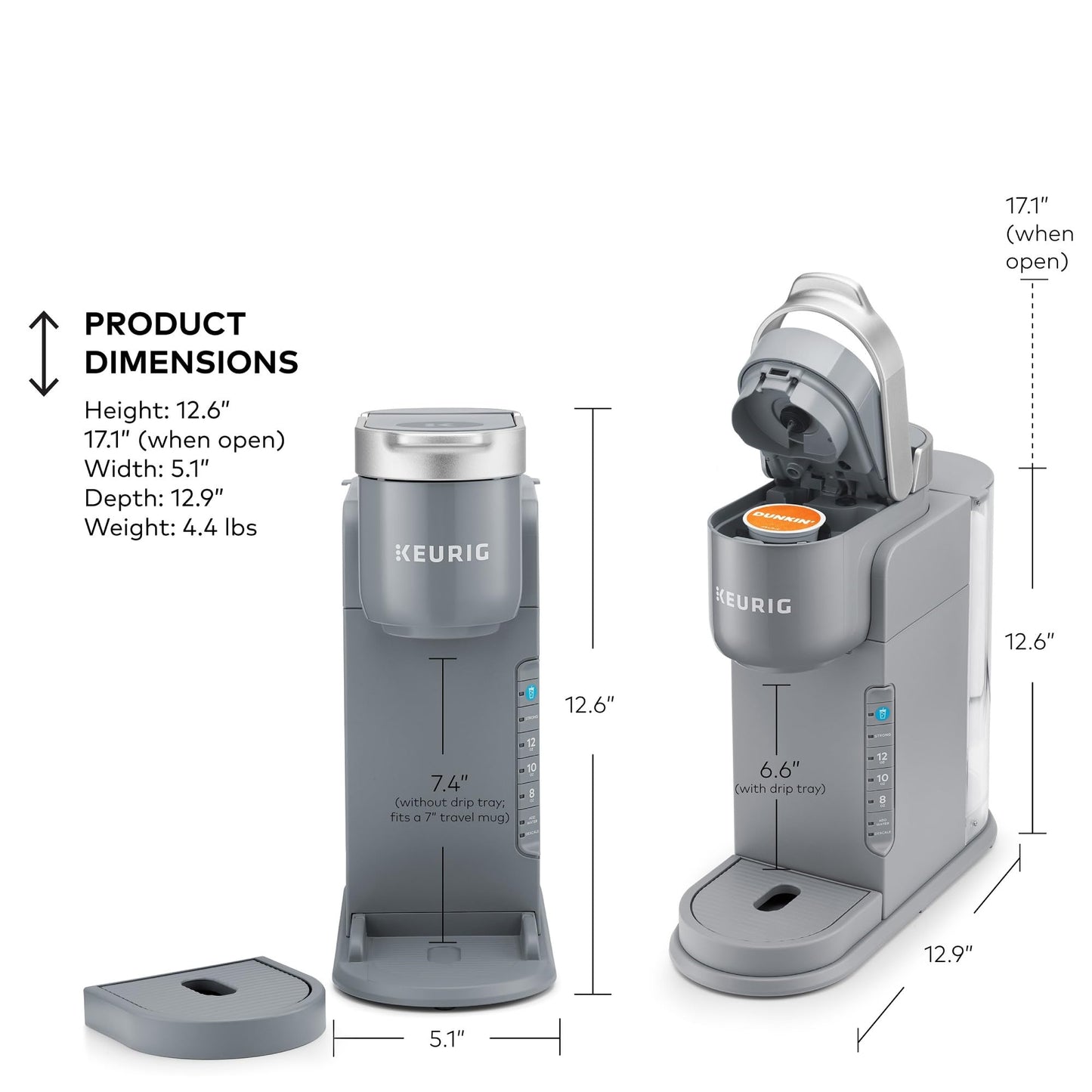Keurig - Cafetera helada, cafetera helada K-Cup de una sola porción, con capacidad de café caliente y frío, prepara cualquier cápsula K-K-CP, gris