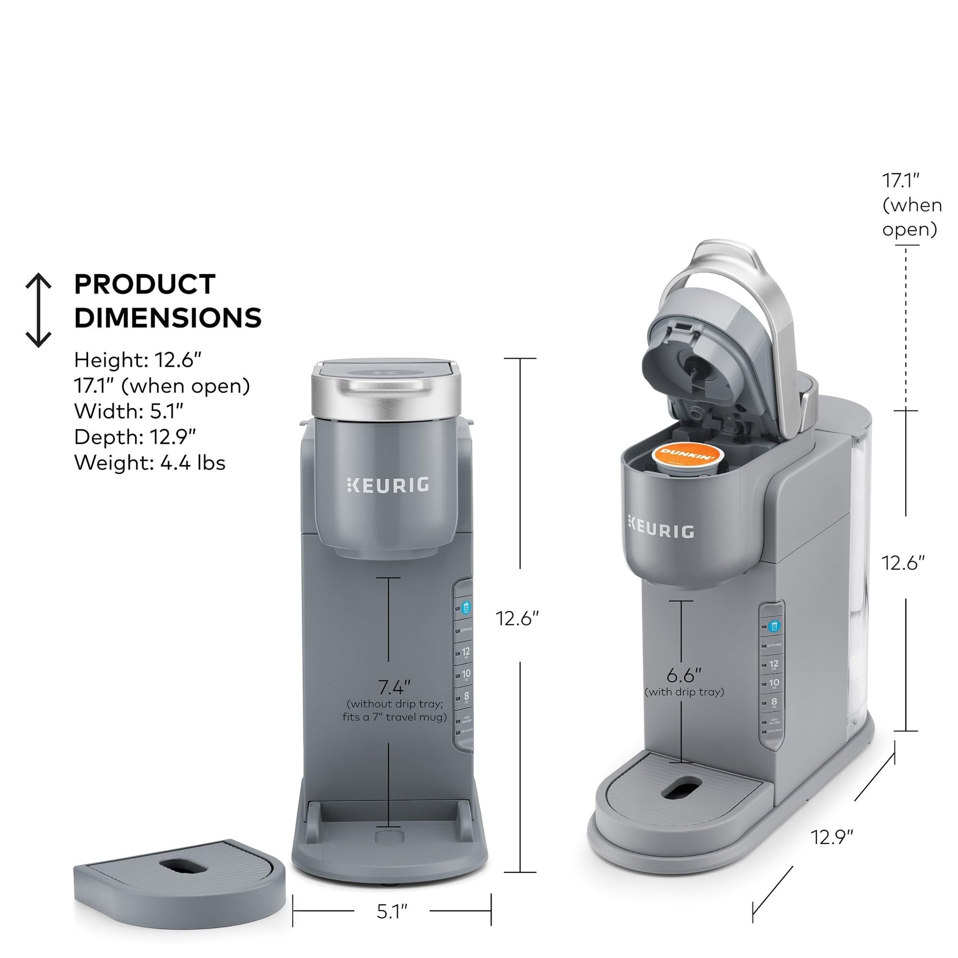 Keurig - Cafetera helada, cafetera helada K-Cup de una sola porción, con capacidad de café caliente y frío, prepara cualquier cápsula K-K-CP, gris