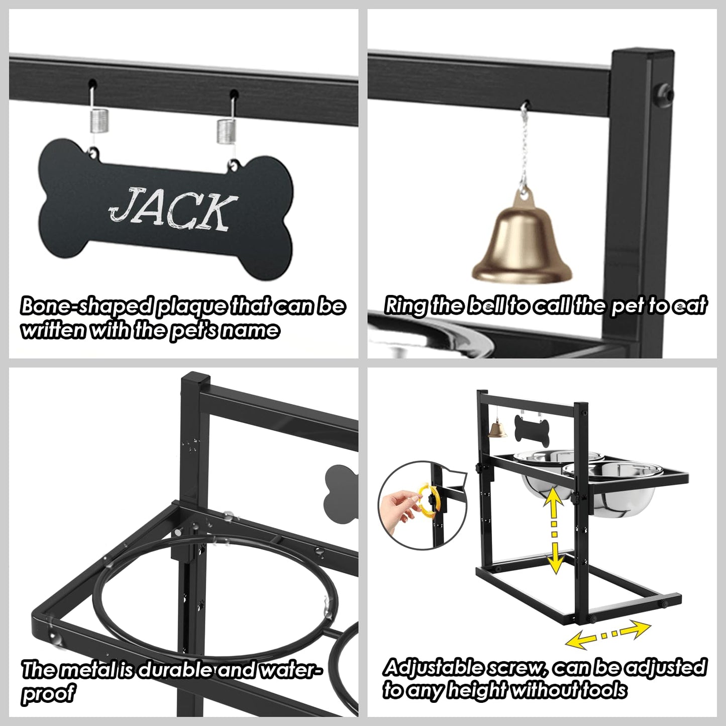 Cuencos Elevados SHAINFUN Negro con Alimentador Lento y Tapete Antiderrames para Perros Grandes y Medianos