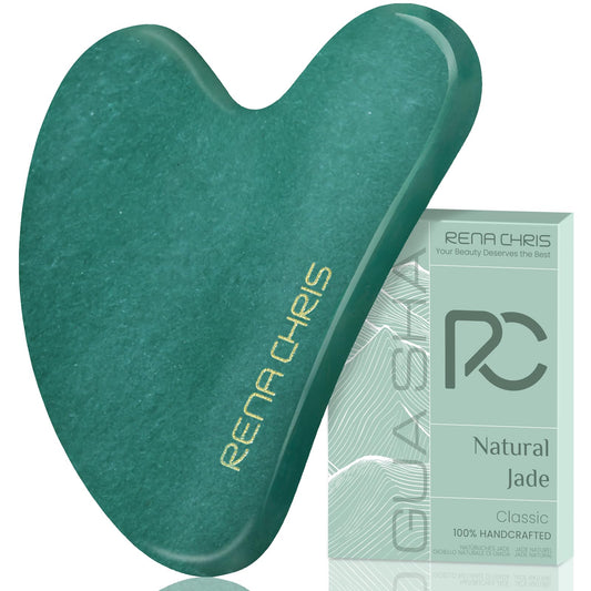 Gua Sha - Herramienta facial, tabla de guasha de piedra de jade natural para terapia de acupuntura de spa, tratamiento de puntos de activación, herramienta de masaje de raspado Gua Sha (verde)