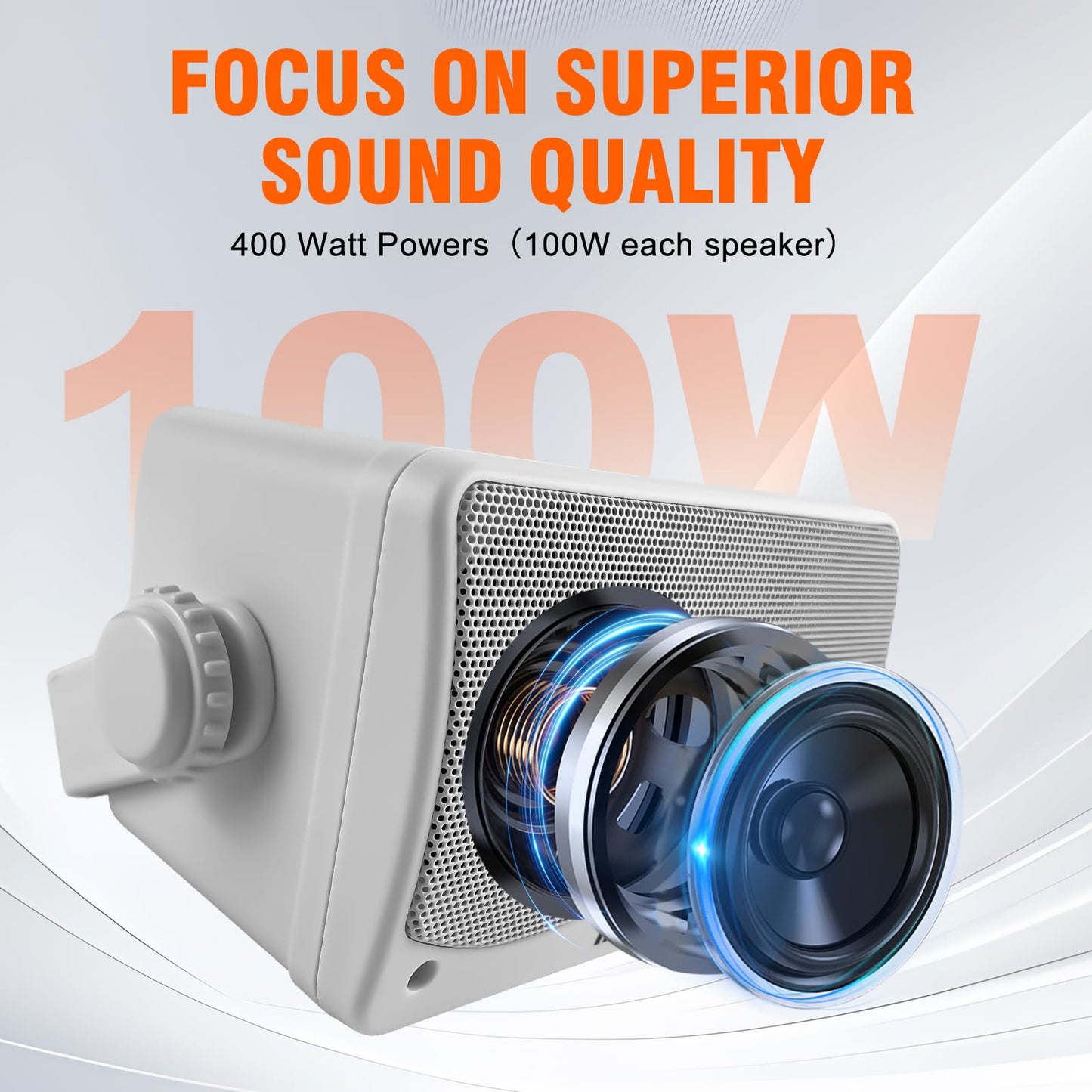 Herdio Altavoces Bluetooth impermeables para exteriores de 3.5 pulgadas, sistema de altavoces de montaje en pared con graves potentes de 400 W, para el hogar, patio, jardín, porche, cubierta