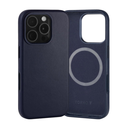 TORRO Funda Compatible con iPhone 16 Pro – Funda Delgada de Cuero de Primera Calidad Compatible con MagSafe (Azul Marino)