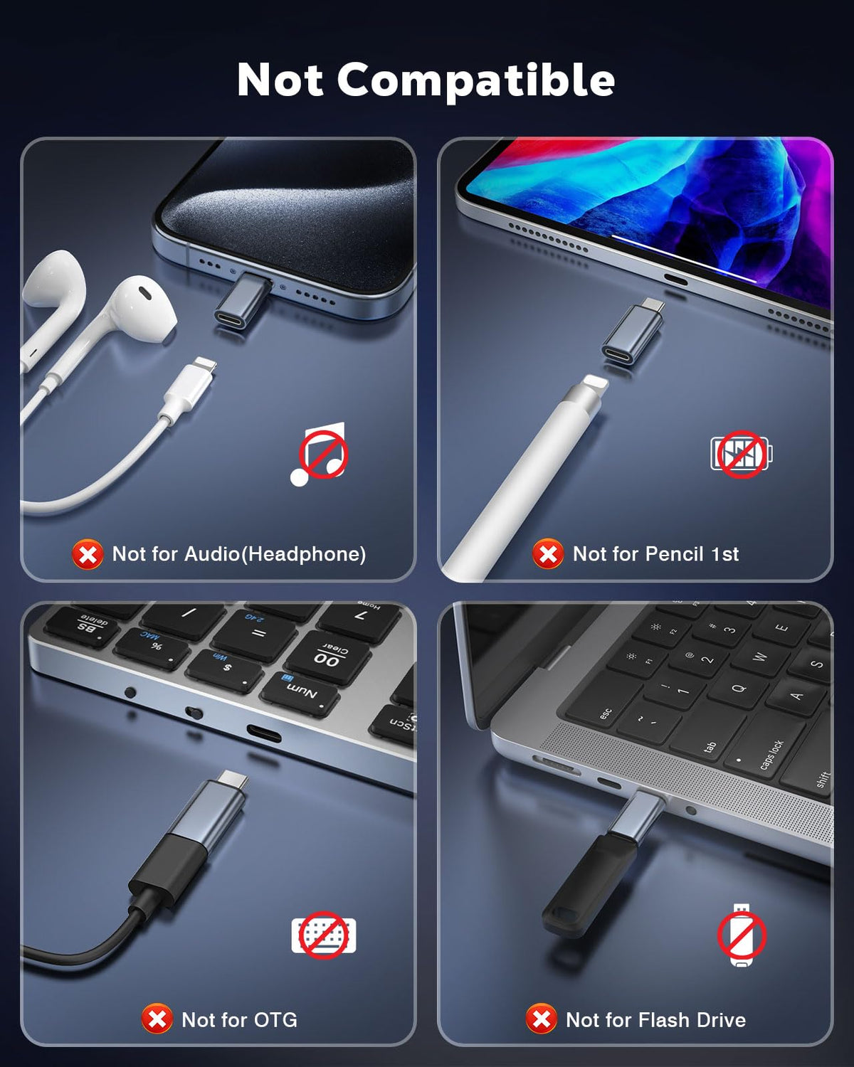 Adaptador Lightning a USB-C Moko 4 Piezas para iPhone 17 16 15 Carga Exclusiva