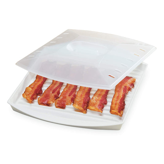 Asador de Tocino Progressive Prep Solutions Rojo con Tapa para Microondas
