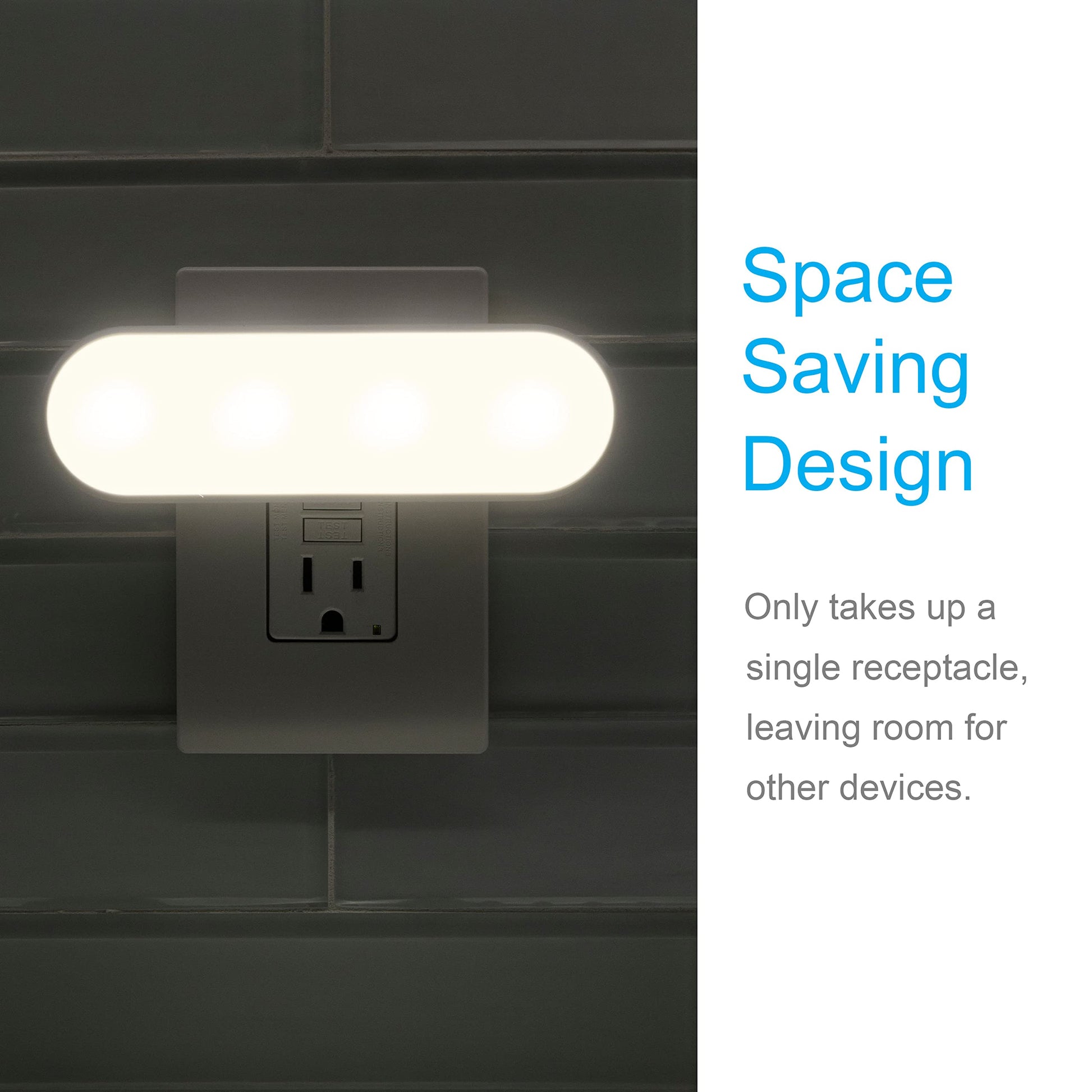 GE Ultrabrite, Barra de Luz LED, Enchúfable, Sensor de Luz, con Apagado al Amanecer, 100 Lúmenes, Ideal para Dormitorio, Baño, Pasillo, Cocina, Eficiencia Energética, Blanco, Paquete de 1, 12498