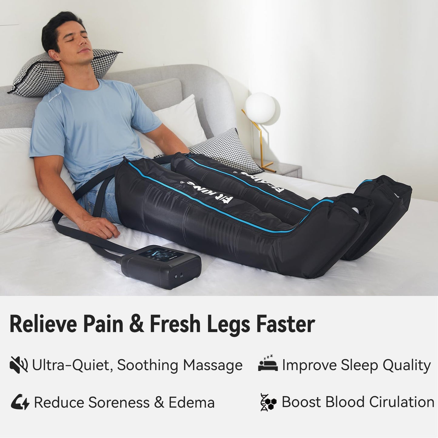 Masaje de Piernas FIT KING Inalámbrico Recargable para Recuperación y Relajación para Atletas
