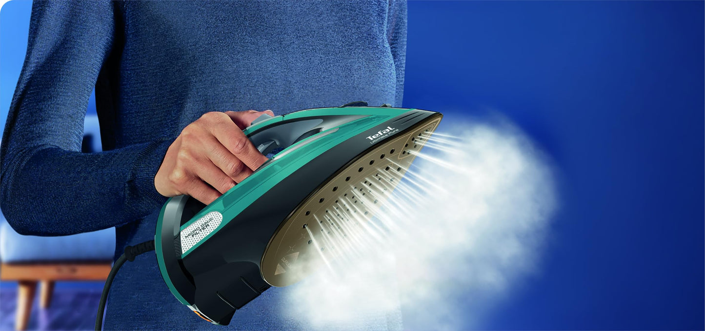 Plancha a Vapor Tefal Ultimate Pure Negro Azul con Suela Durilium Autoclean 250 g/min