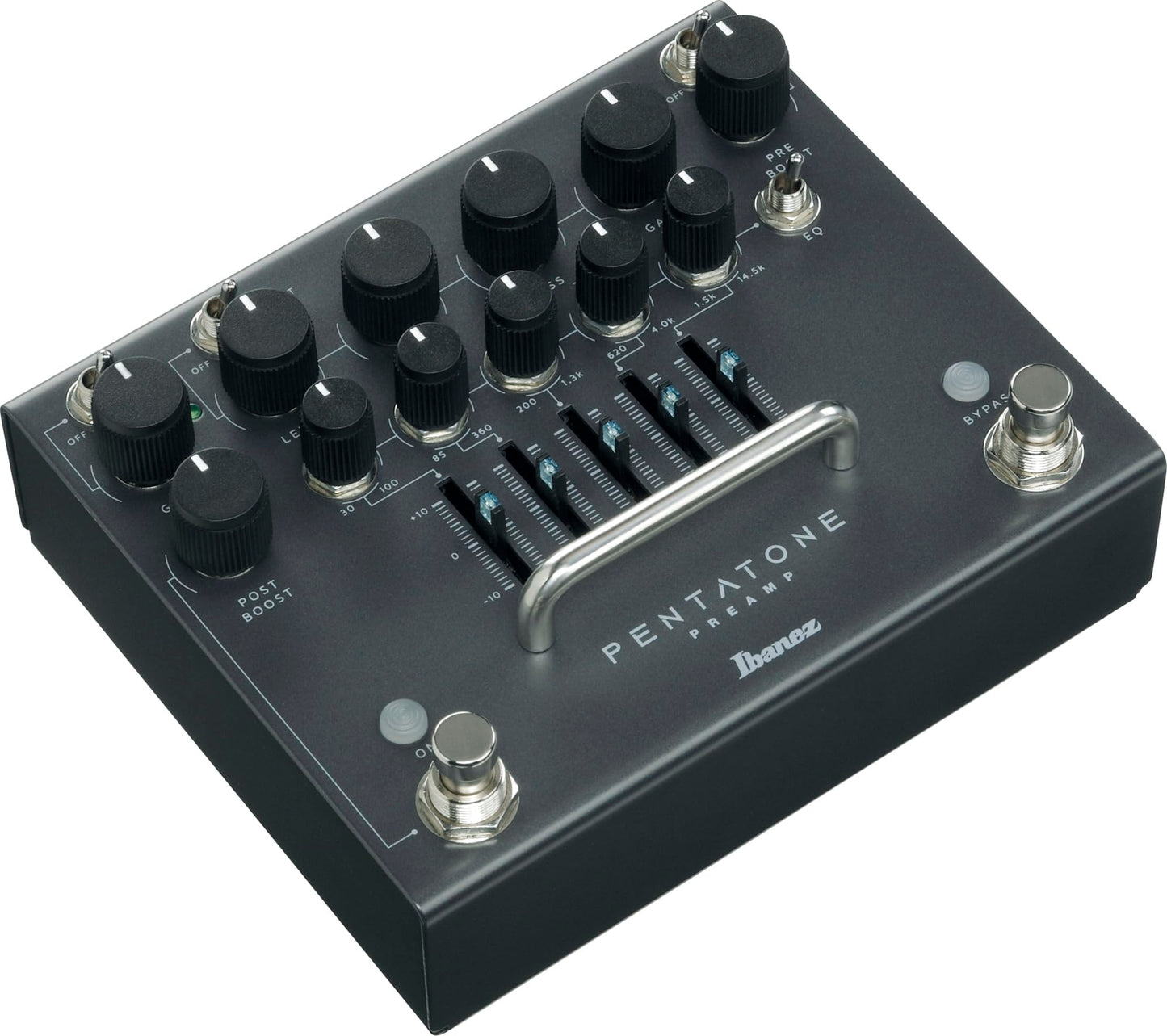 IBANEZ PTPRE Preamp de Guitarra Clásico Negro con 5 Bandas Paramétricas EQ y Post Boost