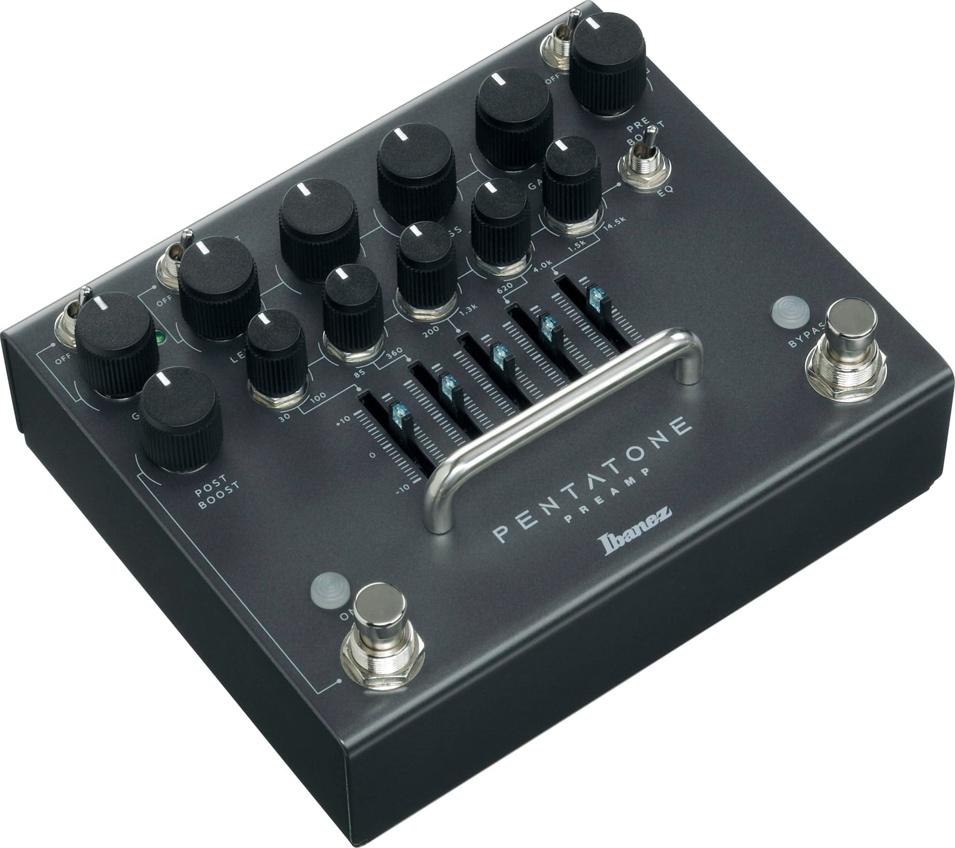 IBANEZ PTPRE Preamp de Guitarra Clásico Negro con 5 Bandas Paramétricas EQ y Post Boost