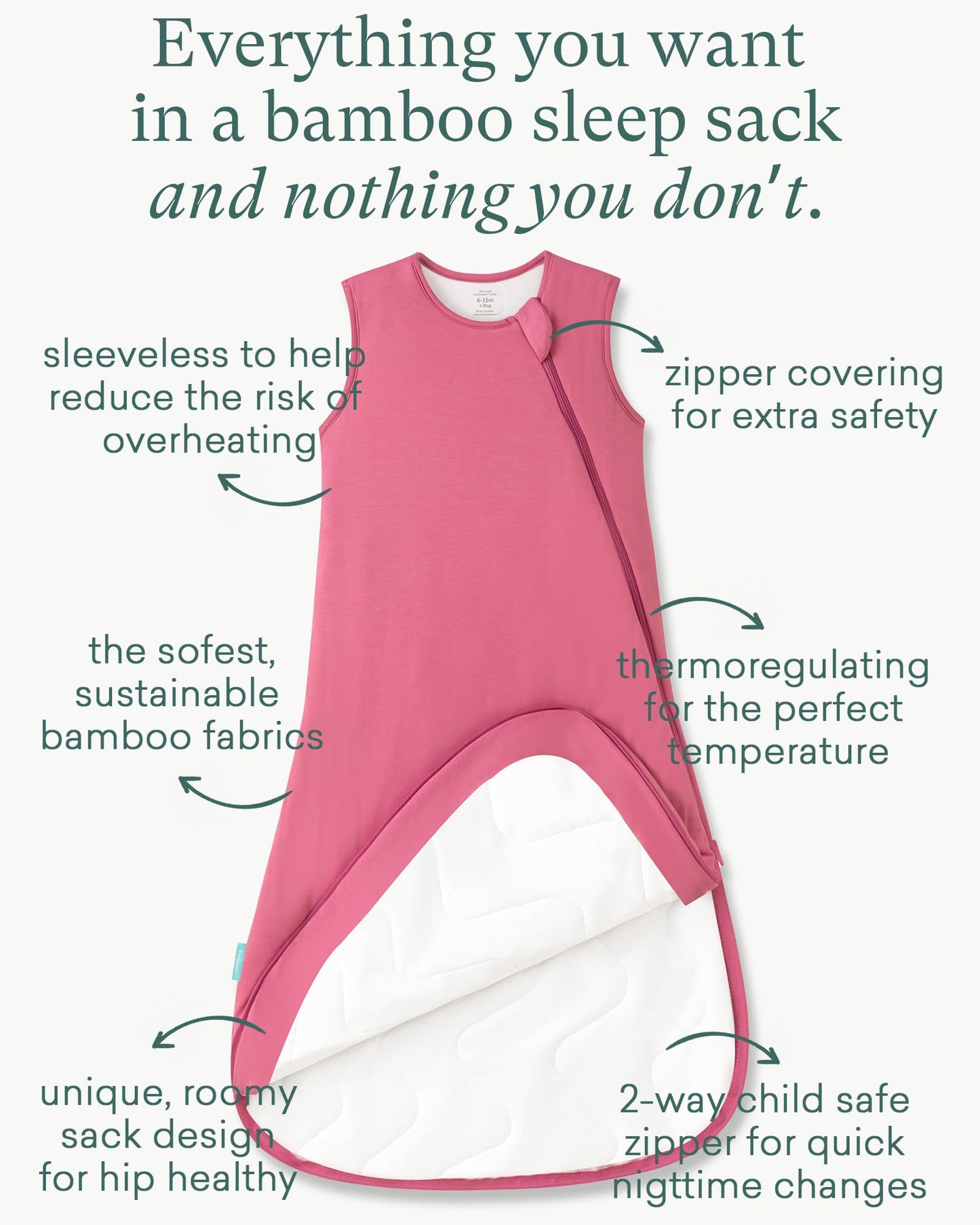 PurComfy - Saco de dormir de viscosa de bambú supersuave, 1.0 TOG para bebé, Baya, 3-6 Months